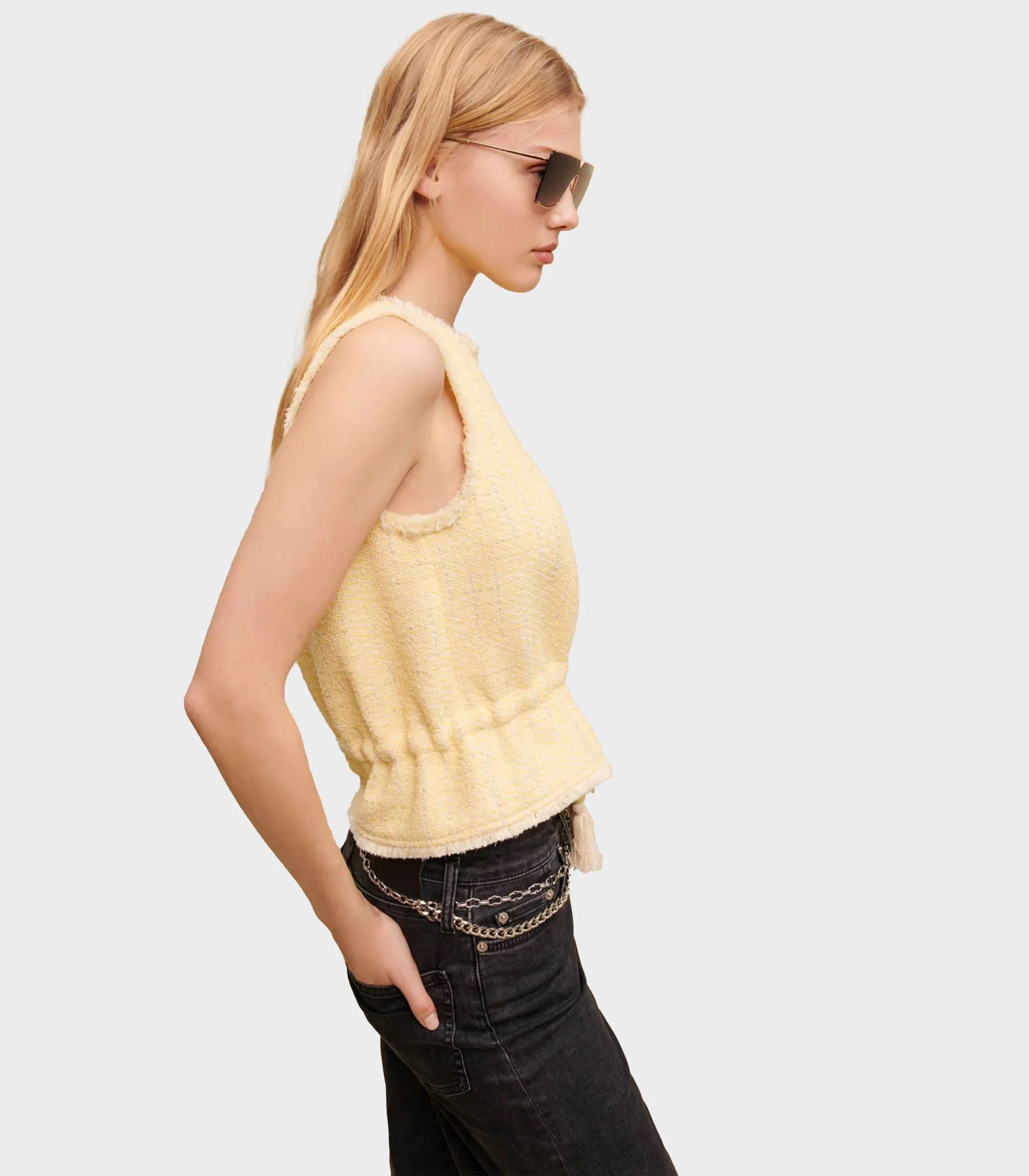 Maje - Sleeveless Lurex - Tweed Top - Image 4