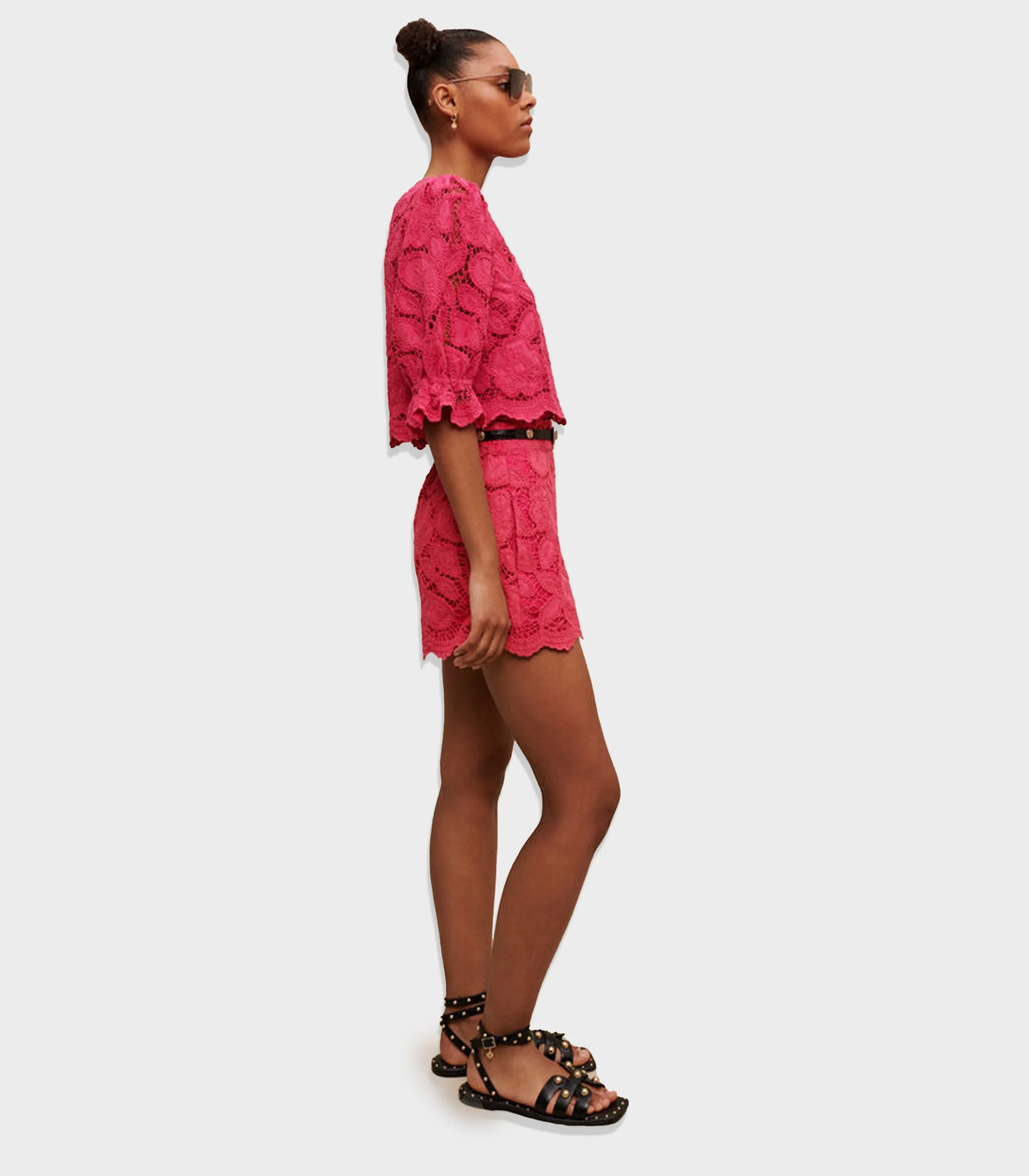 Maje - Cropped Openwork Shirt - Image 3