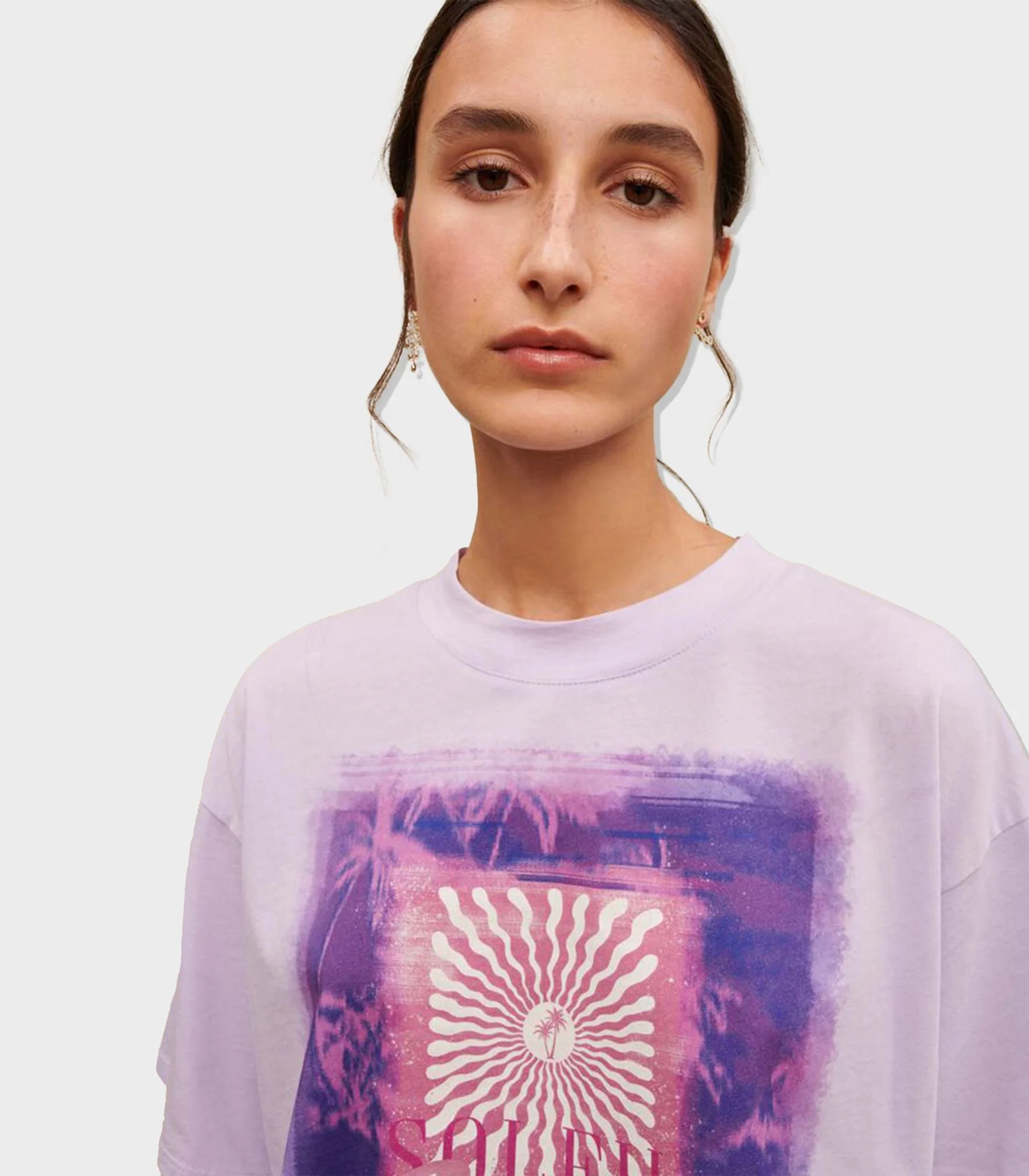 Maje- Palm-Tree Print Cropped T-Shirt - Image 4