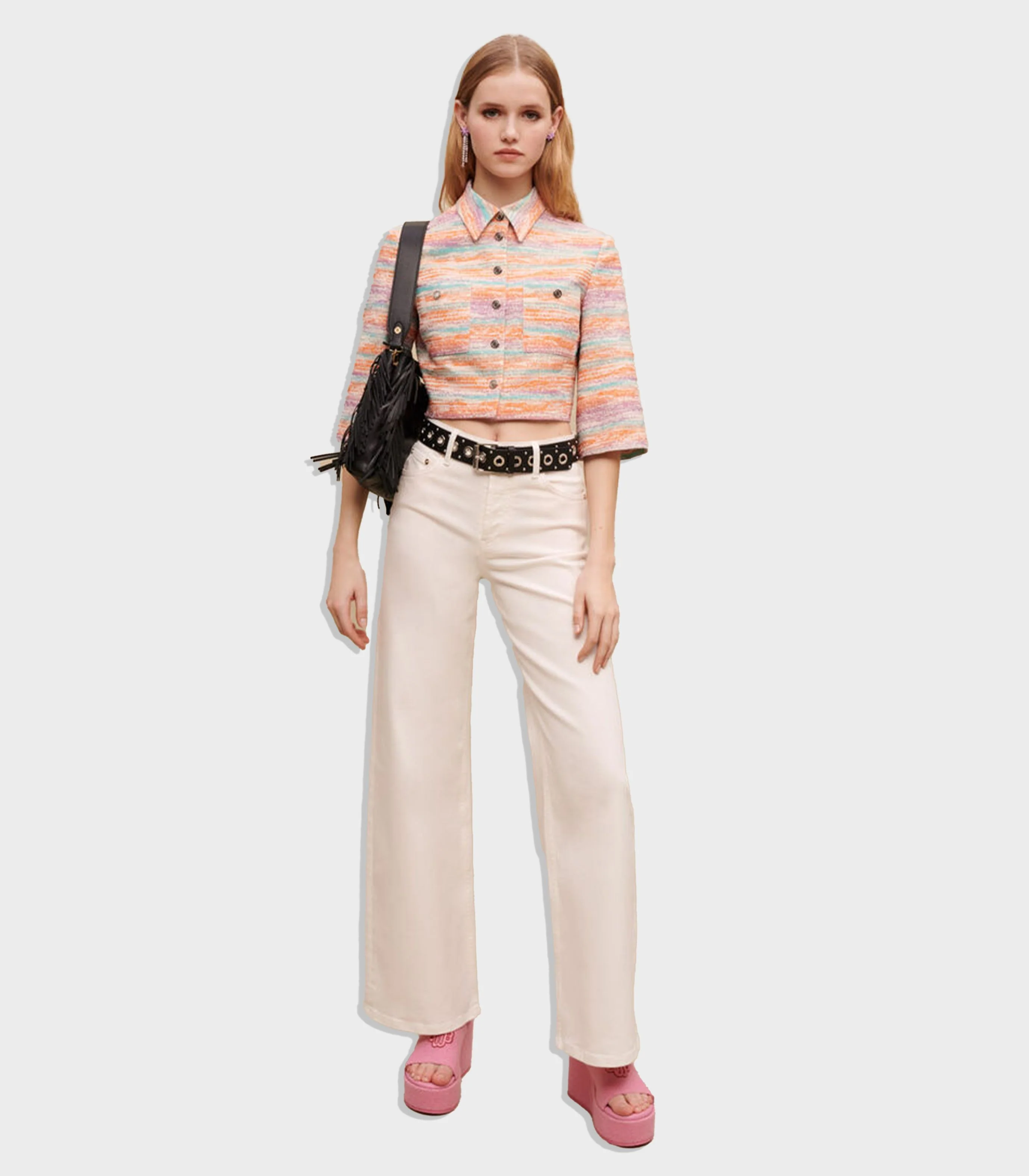 Maje - Cropped Shiny Tweed Jacket - Image 2