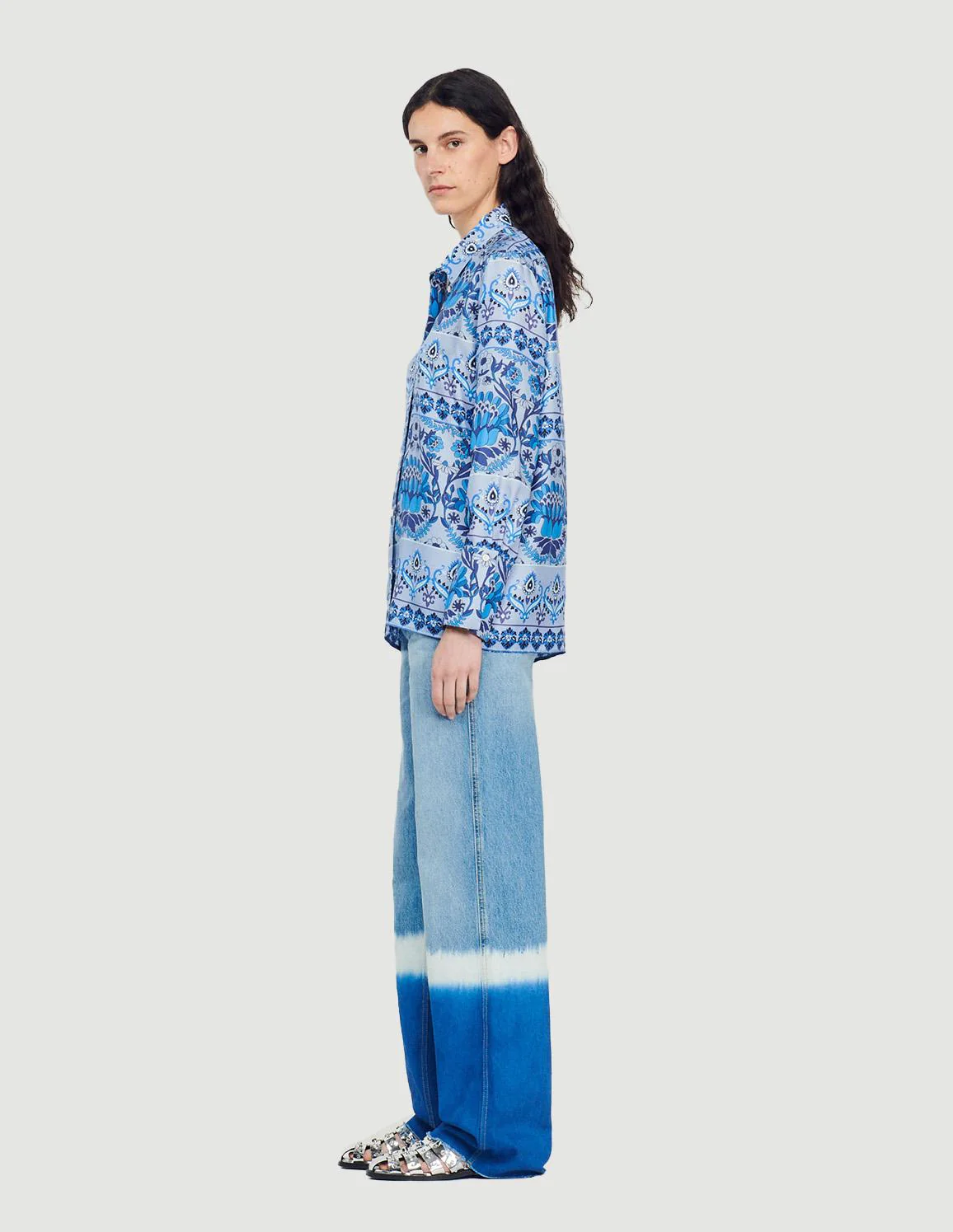 SANDRO- Women's Printed Silk Shirt - Image 4