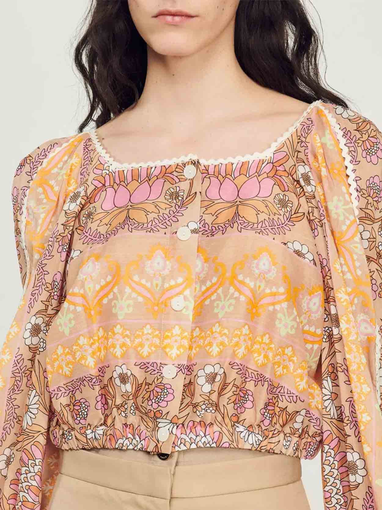 SANDRO -  Women's Printed Crop Top - Image 4