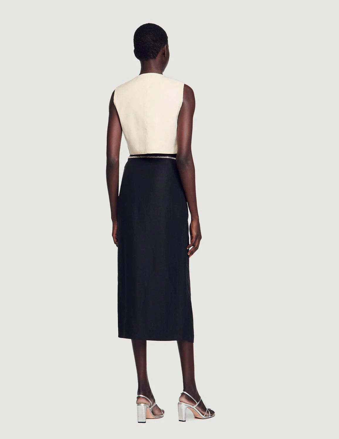 SANDRO - Women's Skirt With A Slit And Rhinestones - Image 3