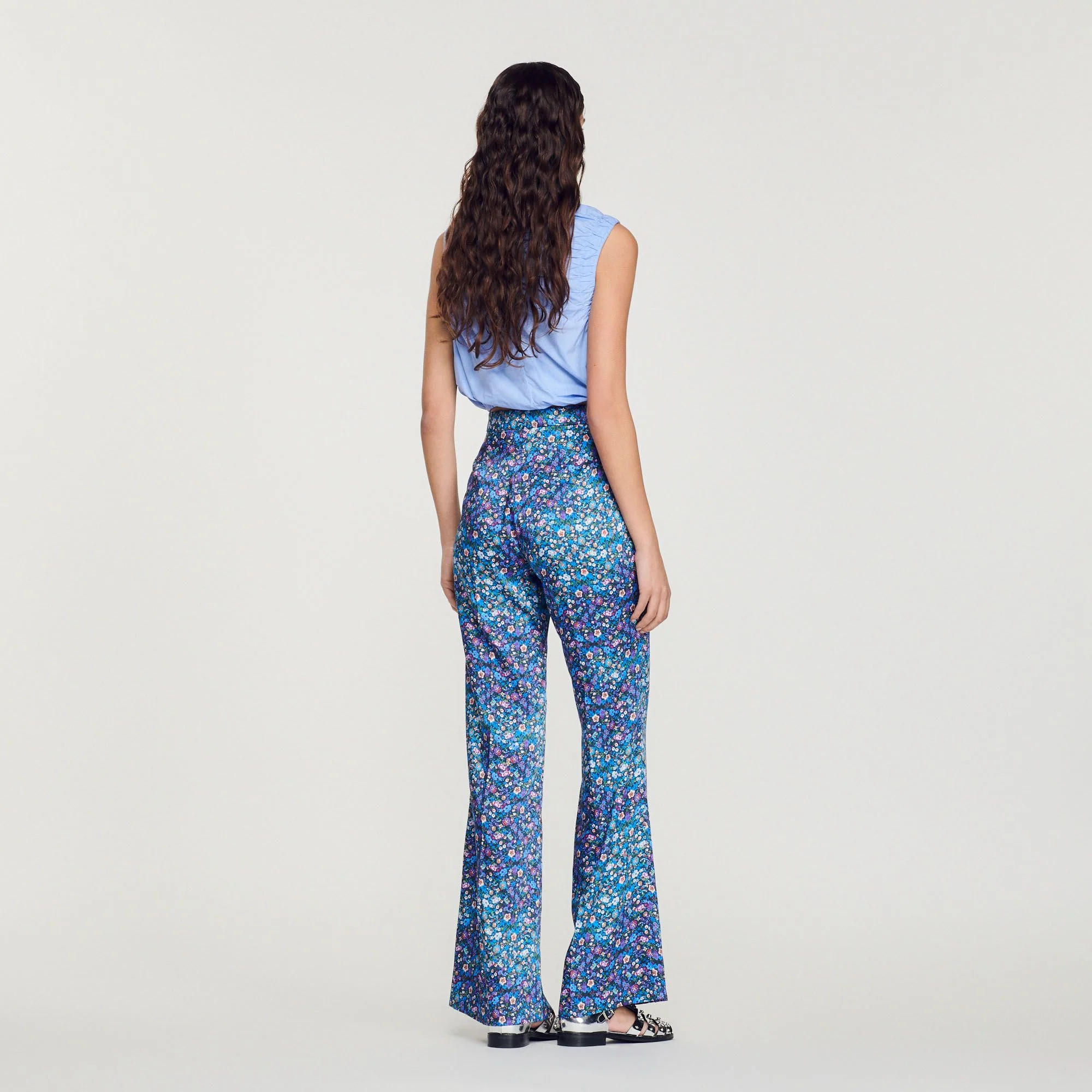 SANDRO - Women's Floral Satin Trousers - Image 3
