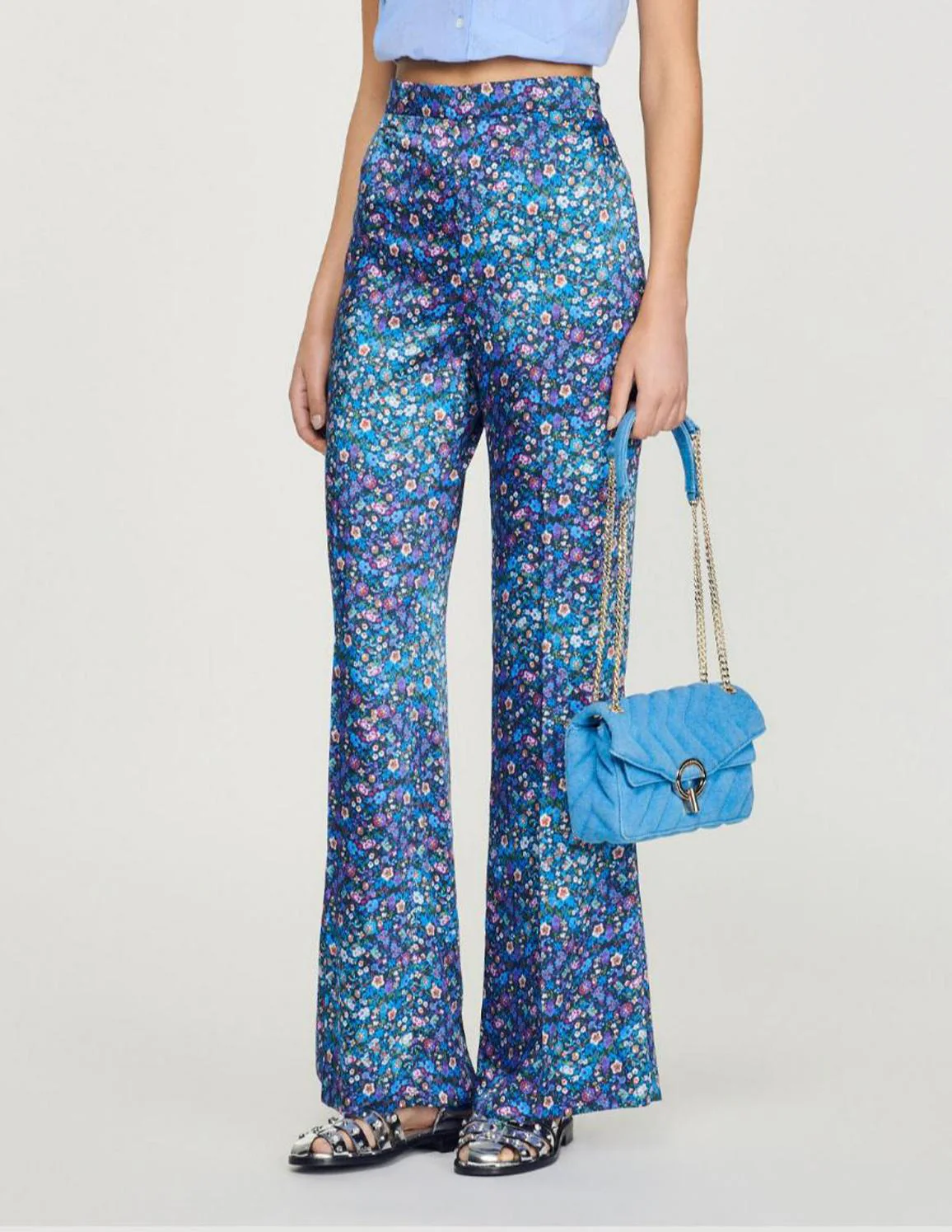 SANDRO - Women's Floral Satin Trousers - Image 4