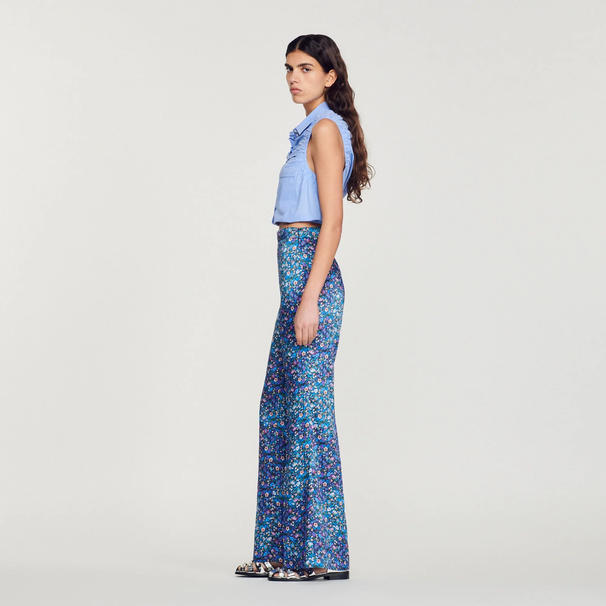 SANDRO - Women's Floral Satin Trousers - Image 6