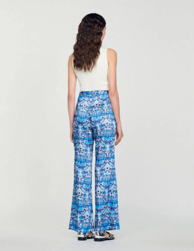 SANDRO - Women's Loose-Fit Scarf Print Trousers - Image 3