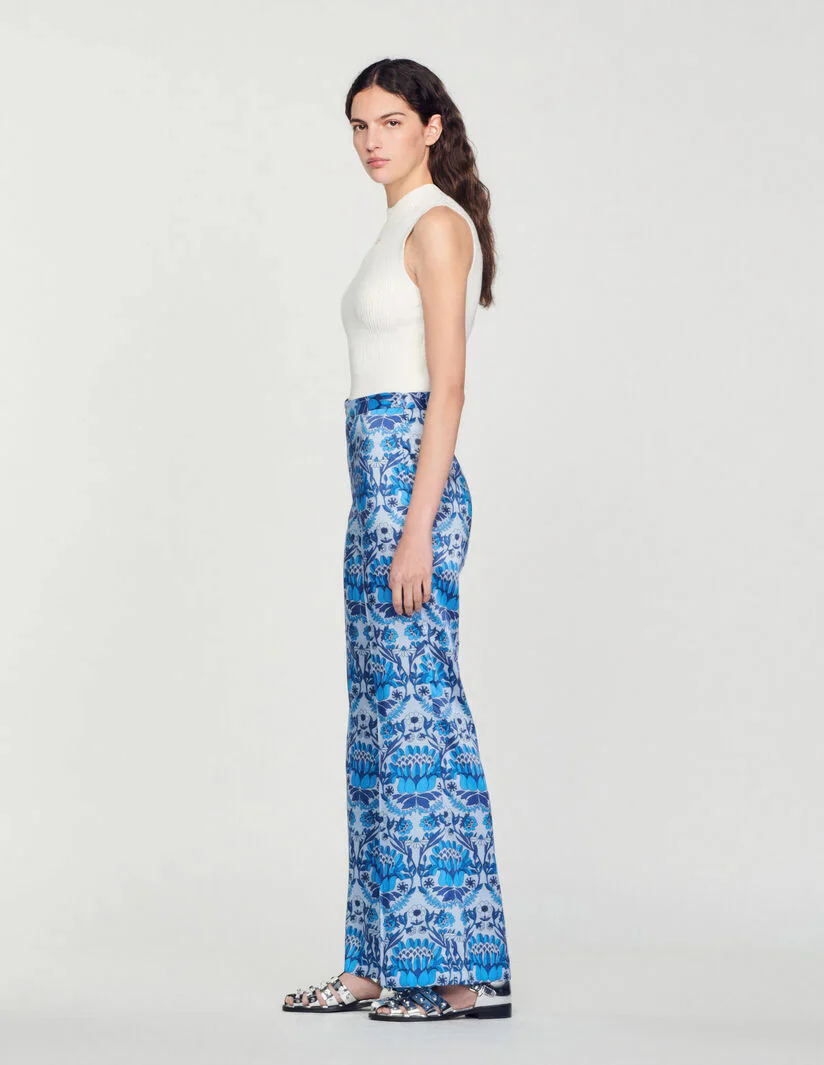 SANDRO - Women's Loose-Fit Scarf Print Trousers - Image 4