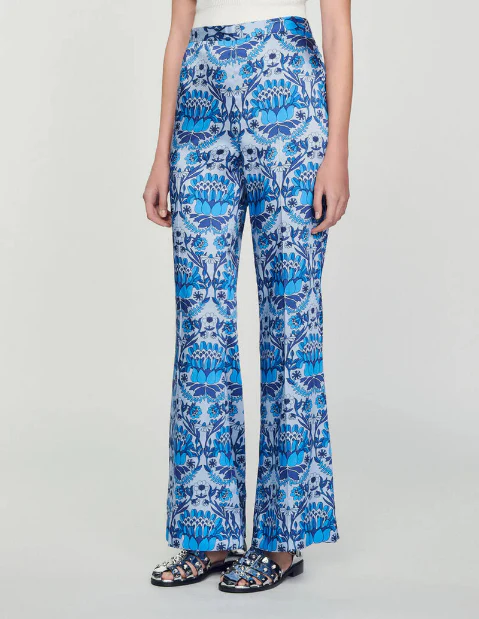 SANDRO - Women's Loose-Fit Scarf Print Trousers - Image 5