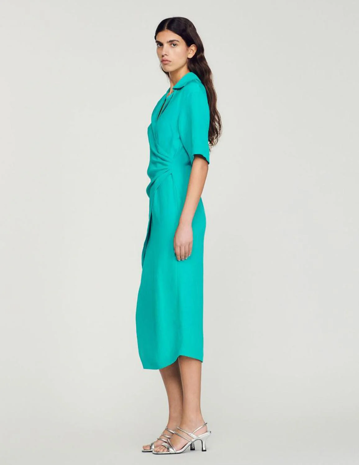 SANDRO - Women's Draped Asymmetric Dress - Image 10