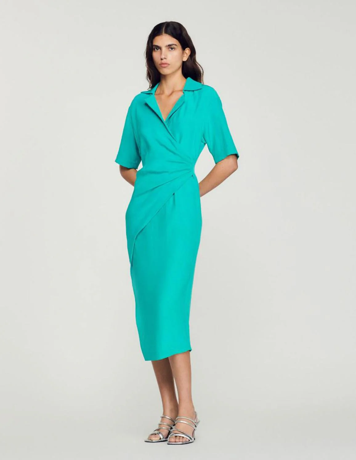 SANDRO - Women's Draped Asymmetric Dress - Image 11
