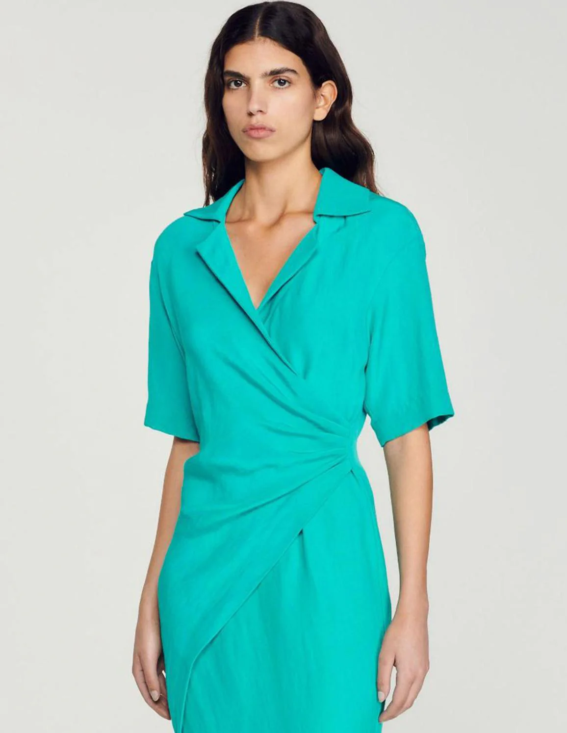 SANDRO - Women's Draped Asymmetric Dress - Image 12