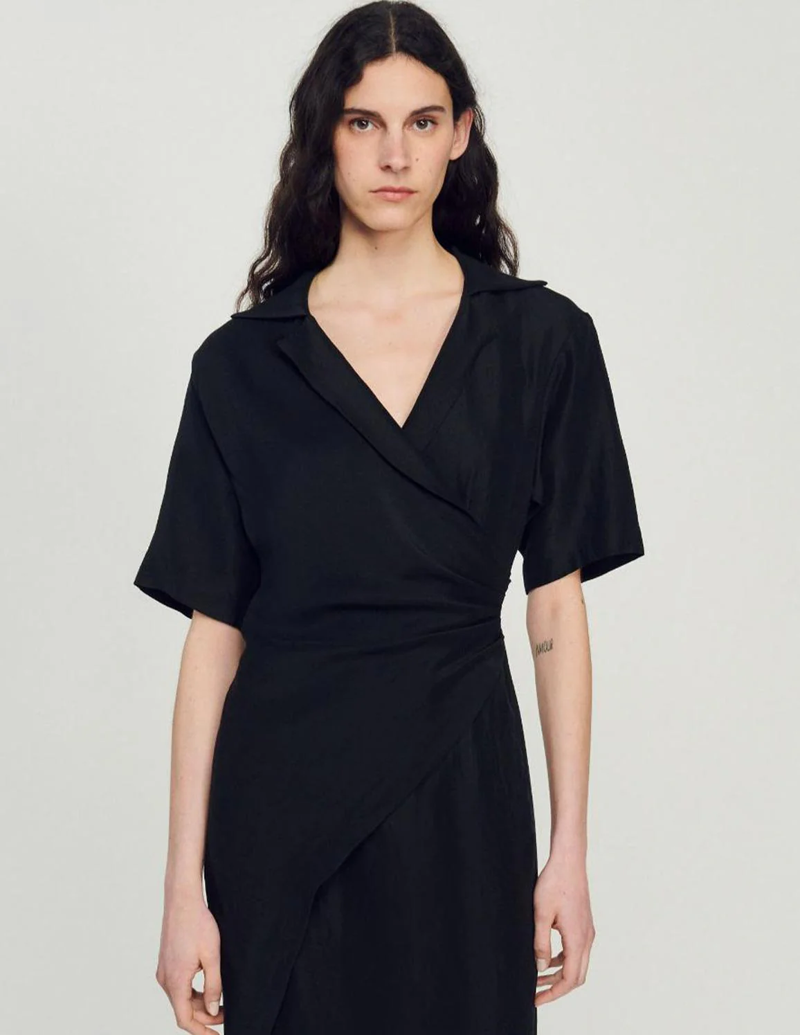 SANDRO - Women's Draped Asymmetric Dress - Image 5