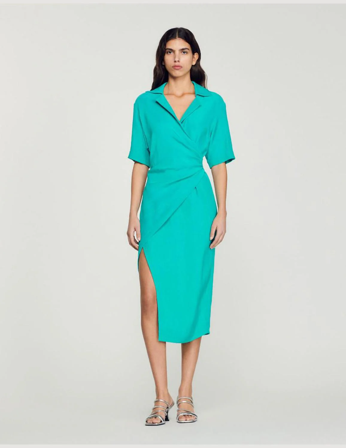 SANDRO - Women's Draped Asymmetric Dress - Image 8