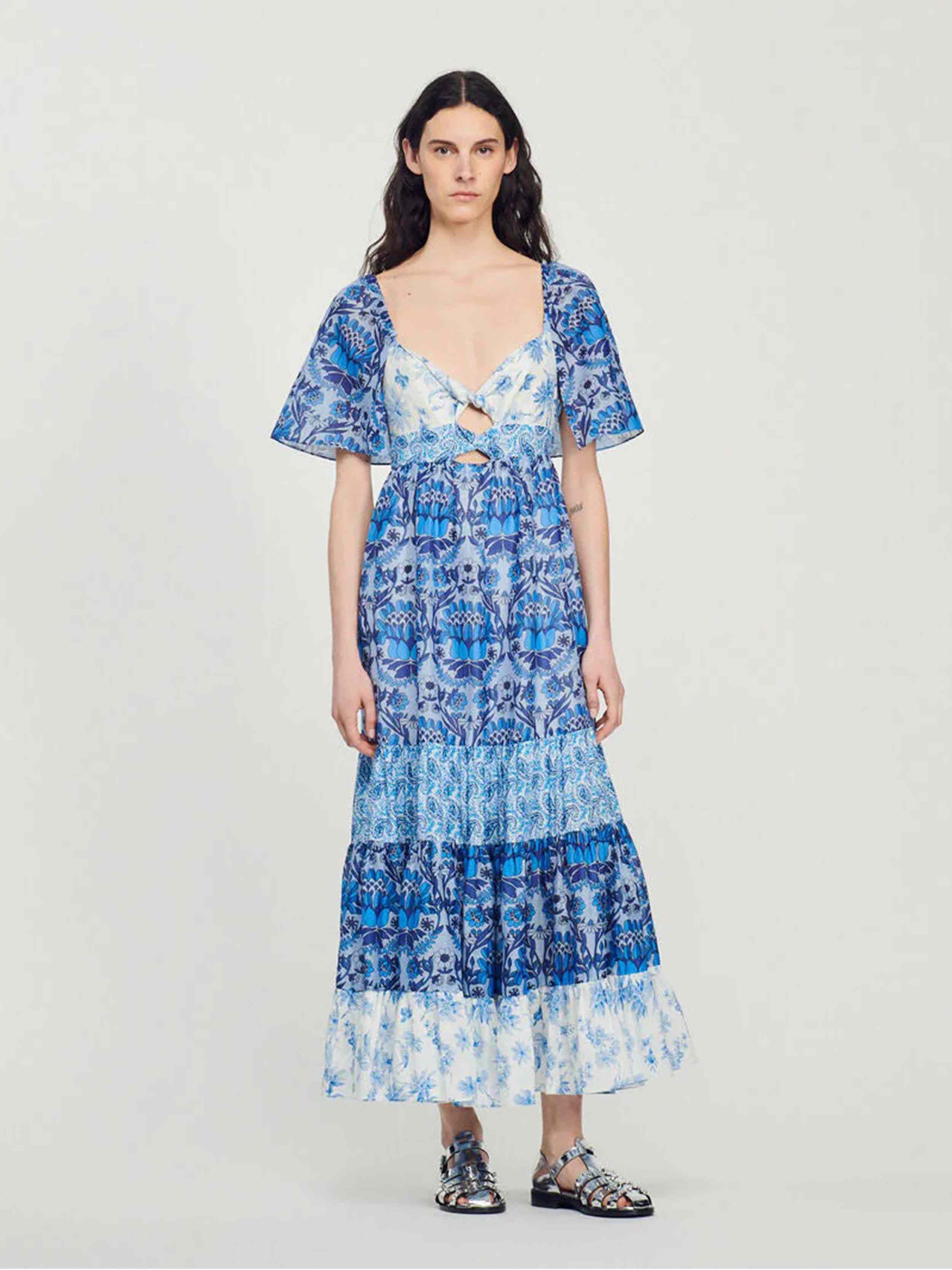 SANDRO - Women's Long Scarf Print Dress - Image 2