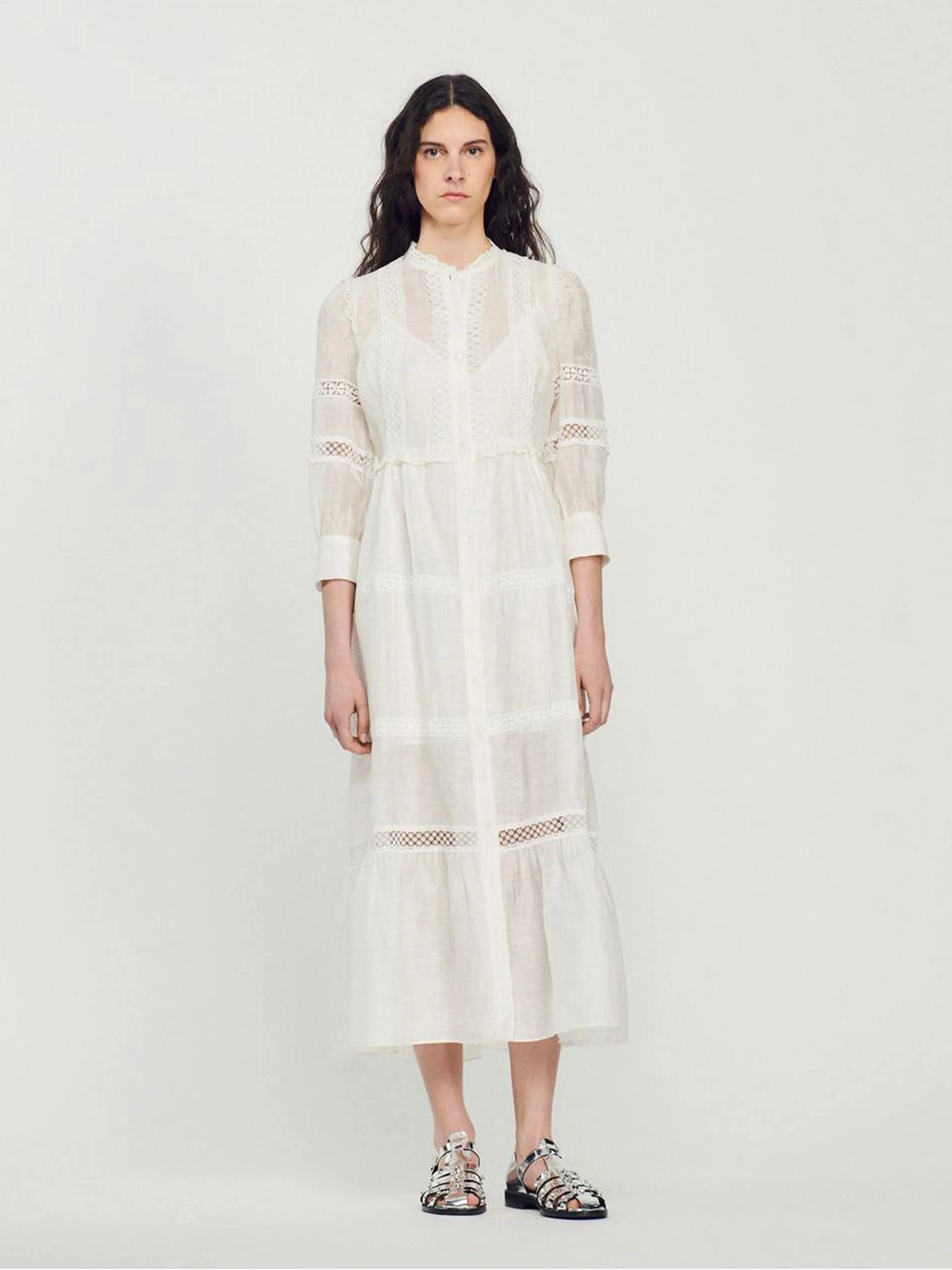 SANDRO - Women's Lace-Detail Midi Dress - Image 2