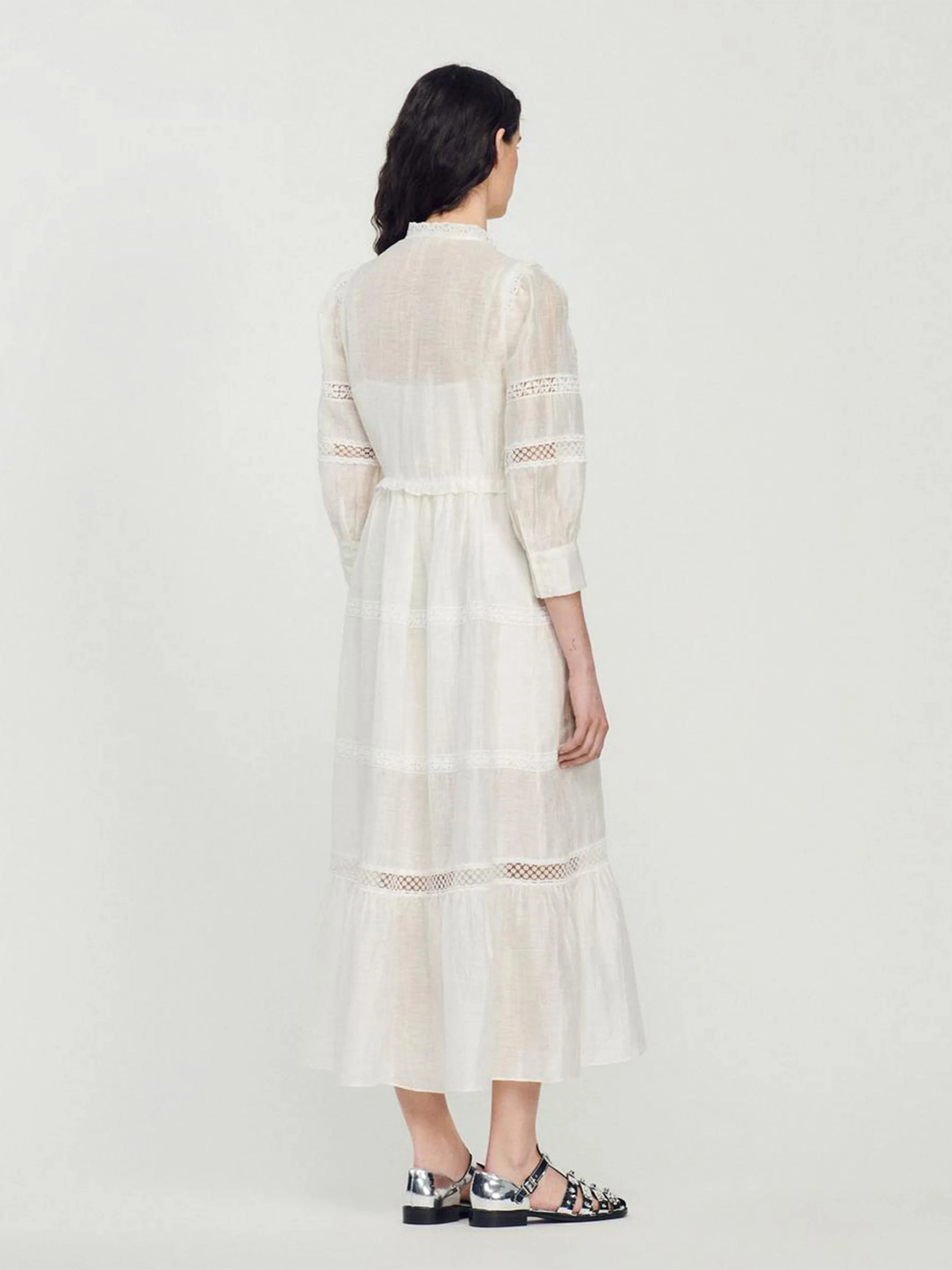 SANDRO - Women's Lace-Detail Midi Dress - Image 3