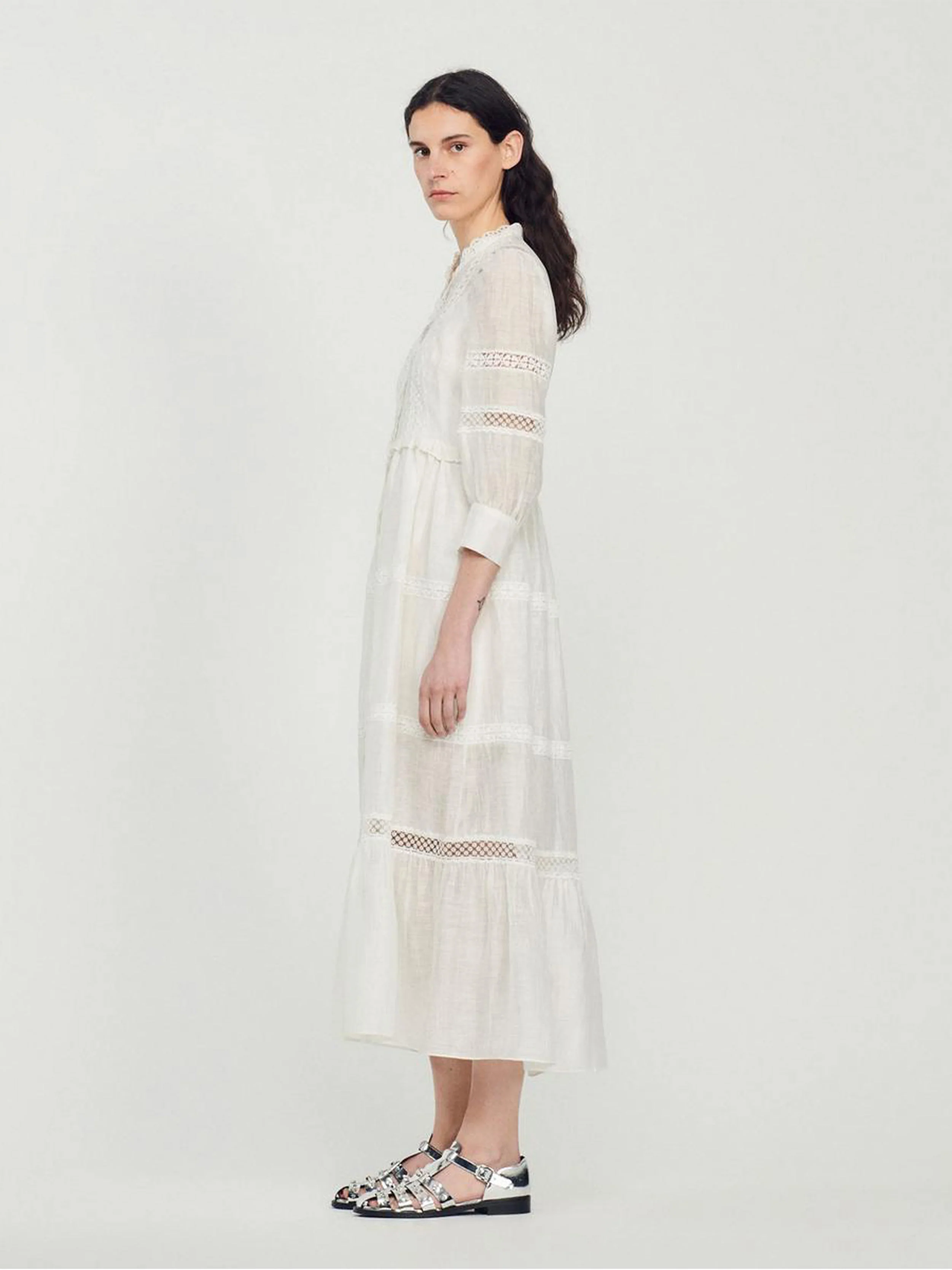 SANDRO - Women's Lace-Detail Midi Dress - Image 4