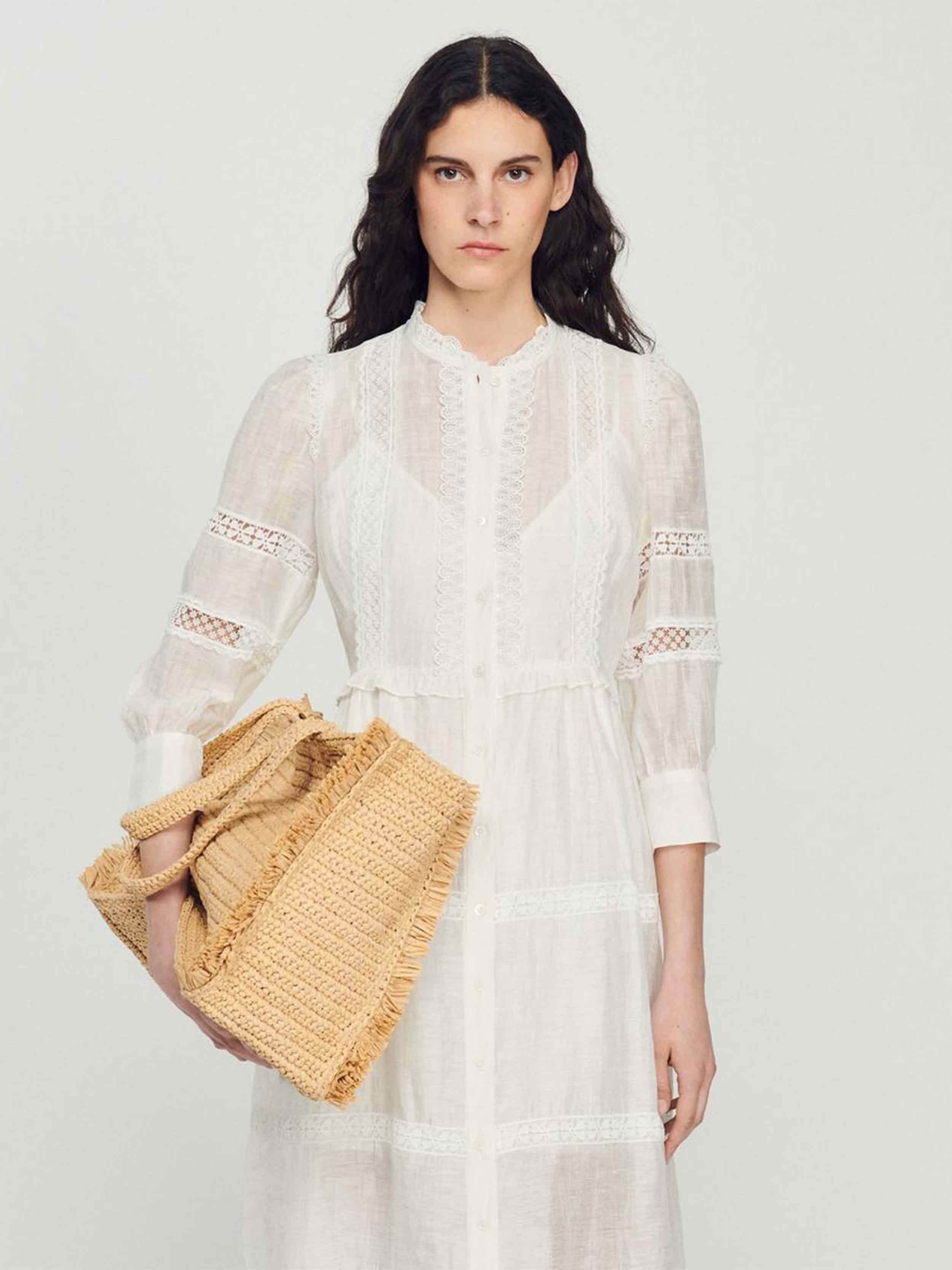 SANDRO - Women's Lace-Detail Midi Dress - Image 5