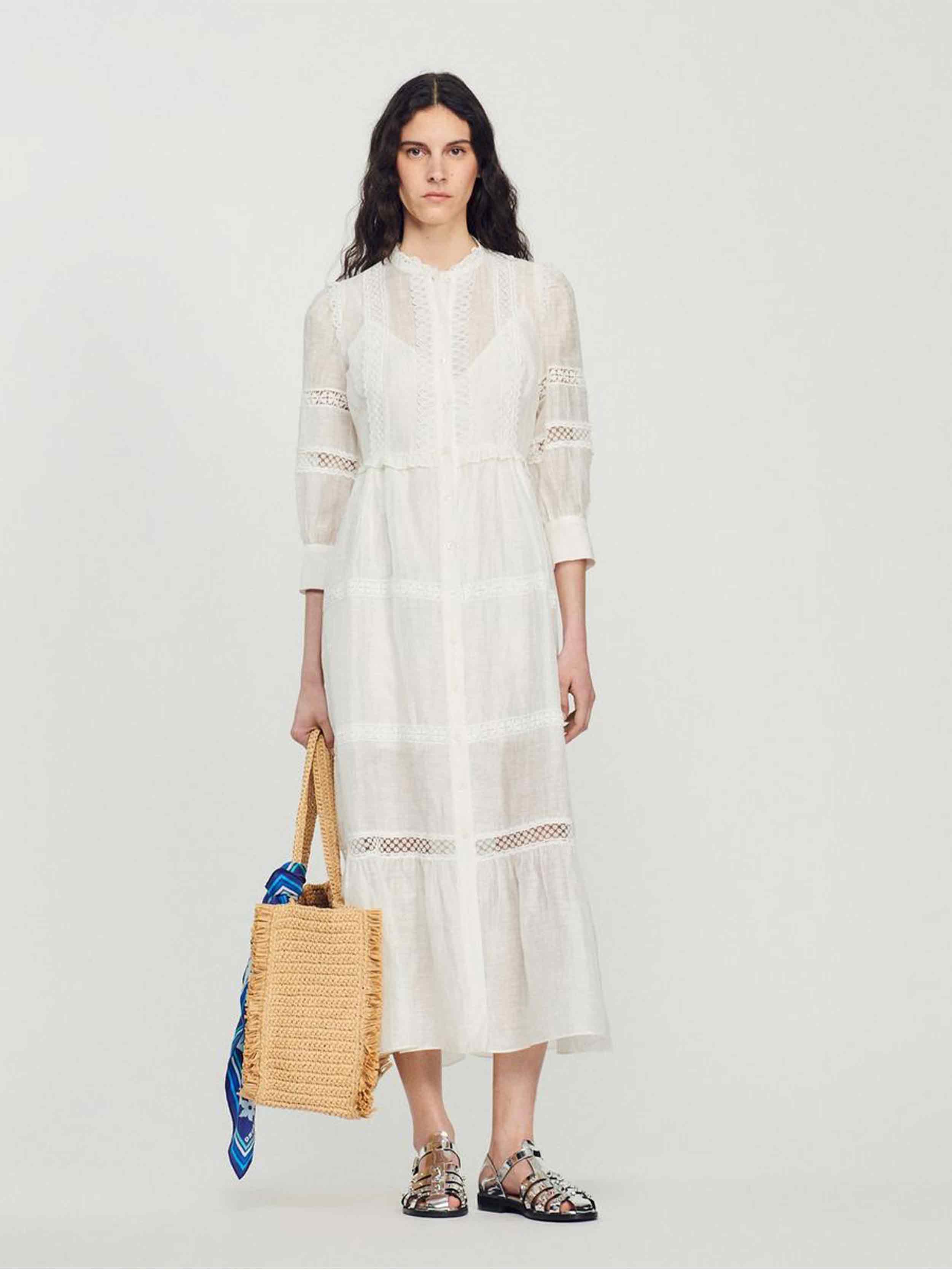 SANDRO - Women's Lace-Detail Midi Dress - Image 6
