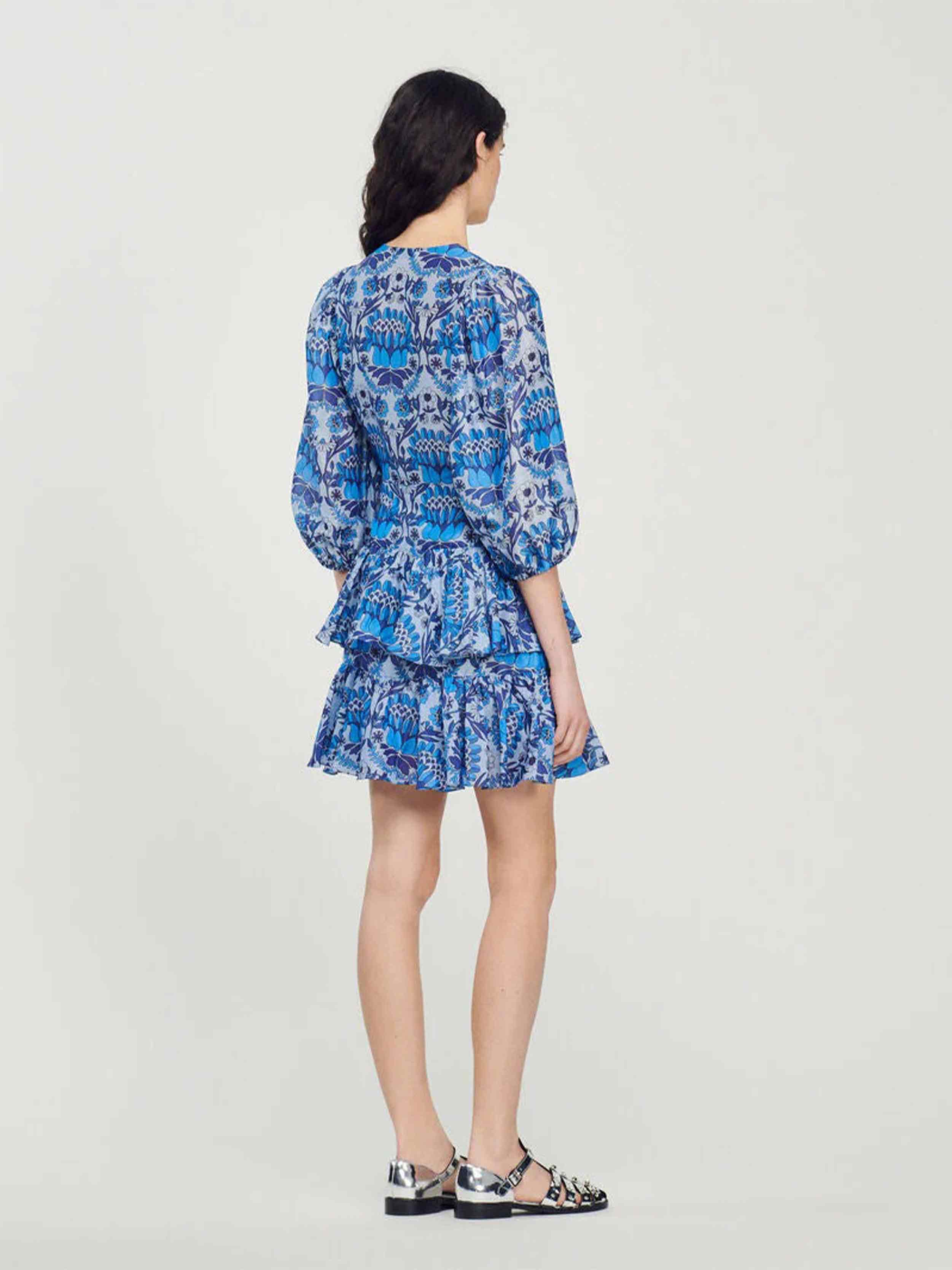 SANDRO - Women's Short Printed V-Neck Dress - Image 3
