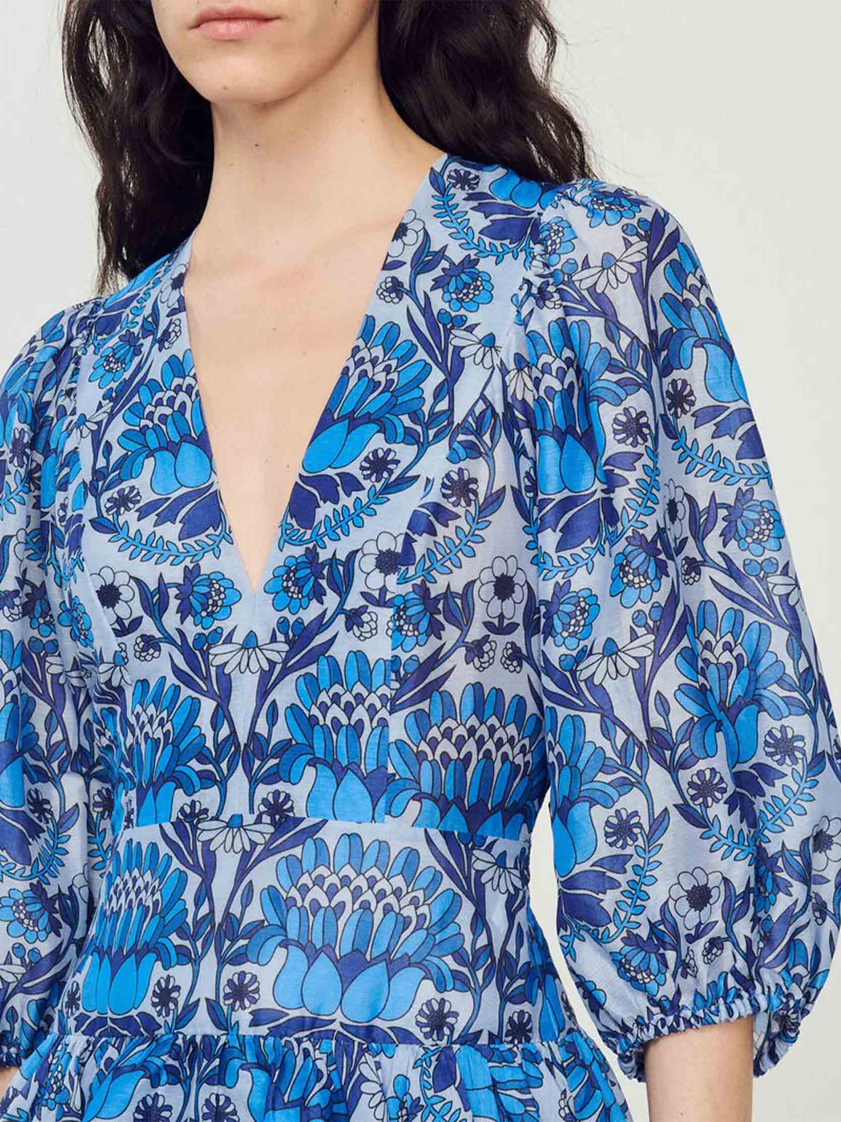 SANDRO - Women's Short Printed V-Neck Dress - Image 6