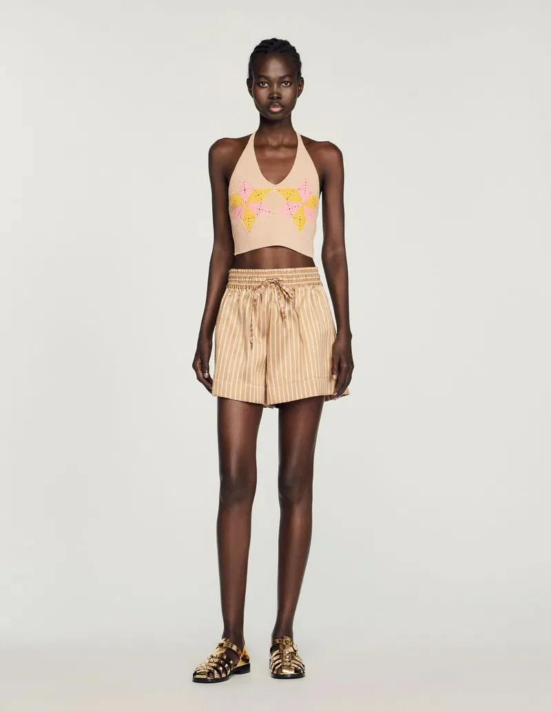 SANDRO - Women's Striped Loose-Fitting Shorts - Image 2