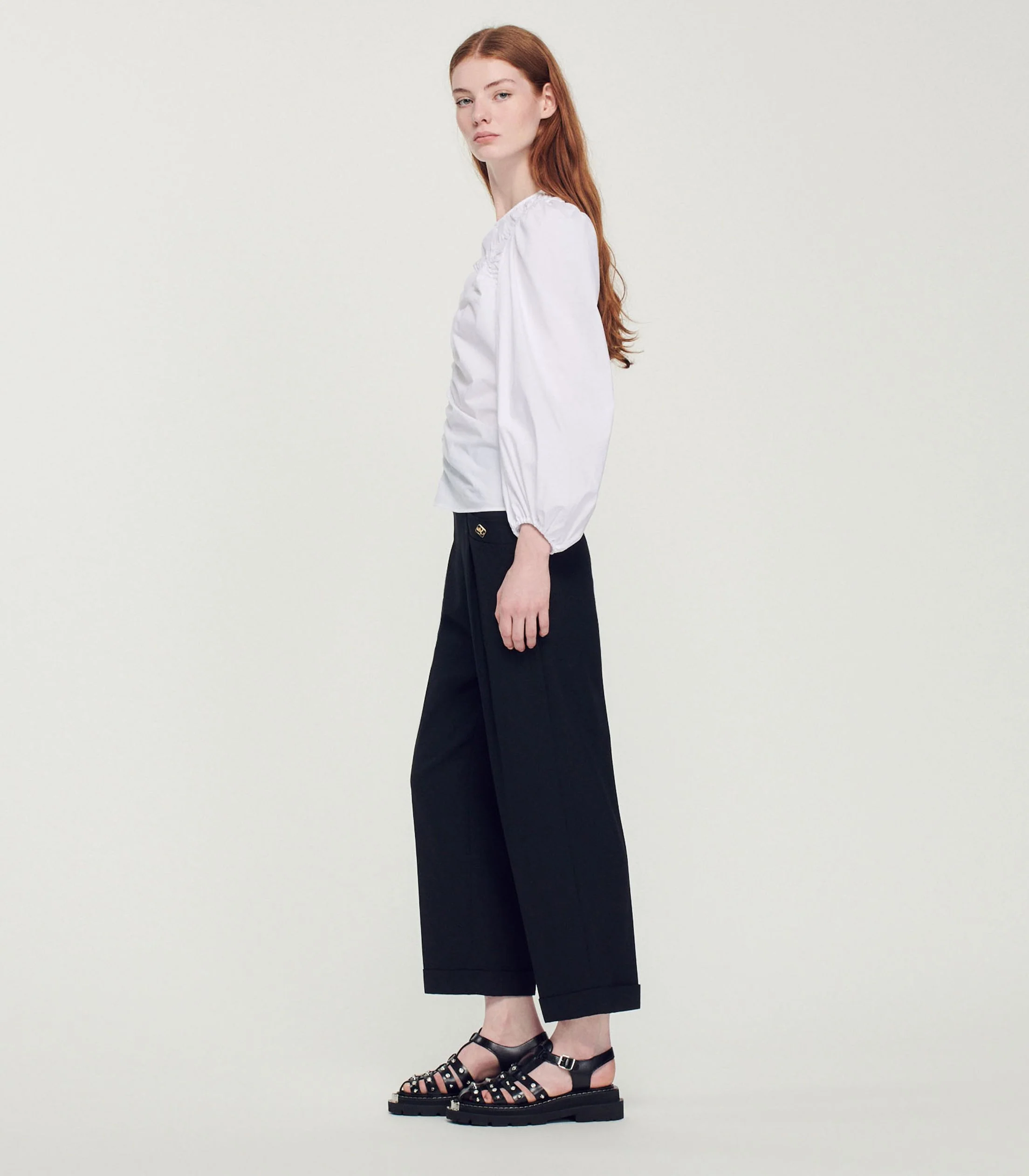 SANDRO - Gathered Poplin Top - Image 5
