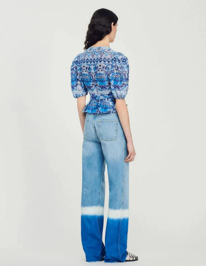 SANDRO - Women's Cropped Printed Wrap Top - Image 3
