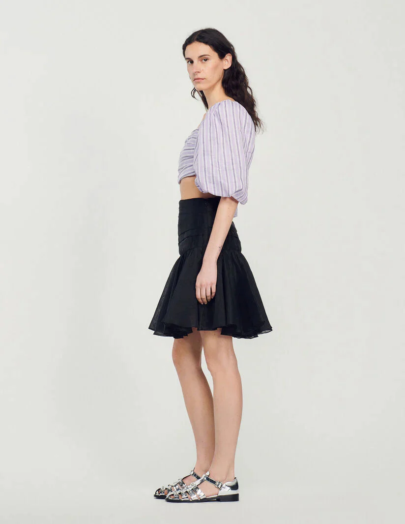 SANDRO - Women's Striped Cropped Top - Image 3
