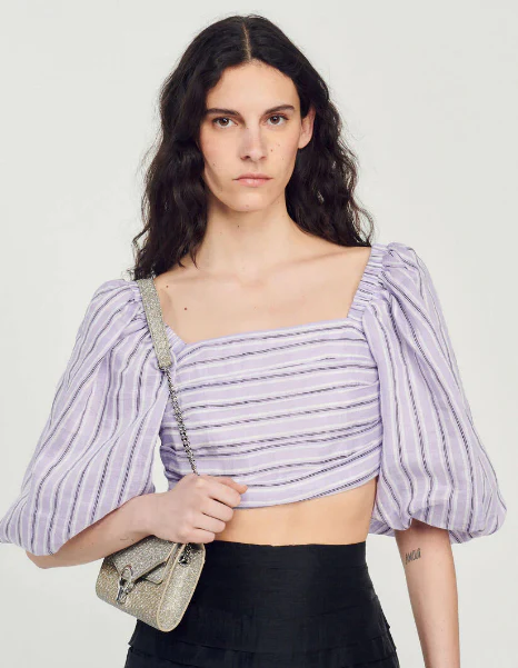 SANDRO - Women's Striped Cropped Top - Image 4