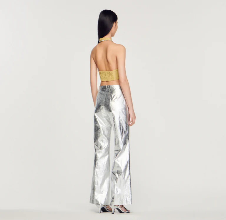 SANDRO - Women's Rhinestone-Embellished Crop Top - Image 3