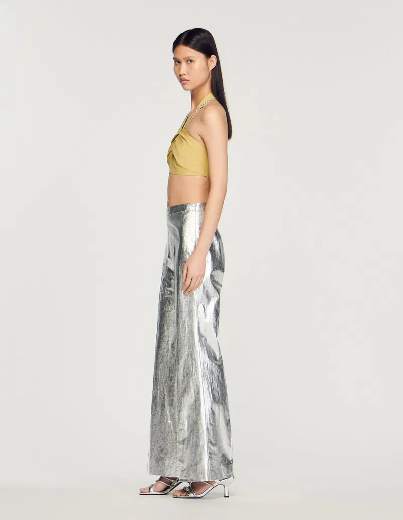 SANDRO - Women's Rhinestone-Embellished Crop Top - Image 4