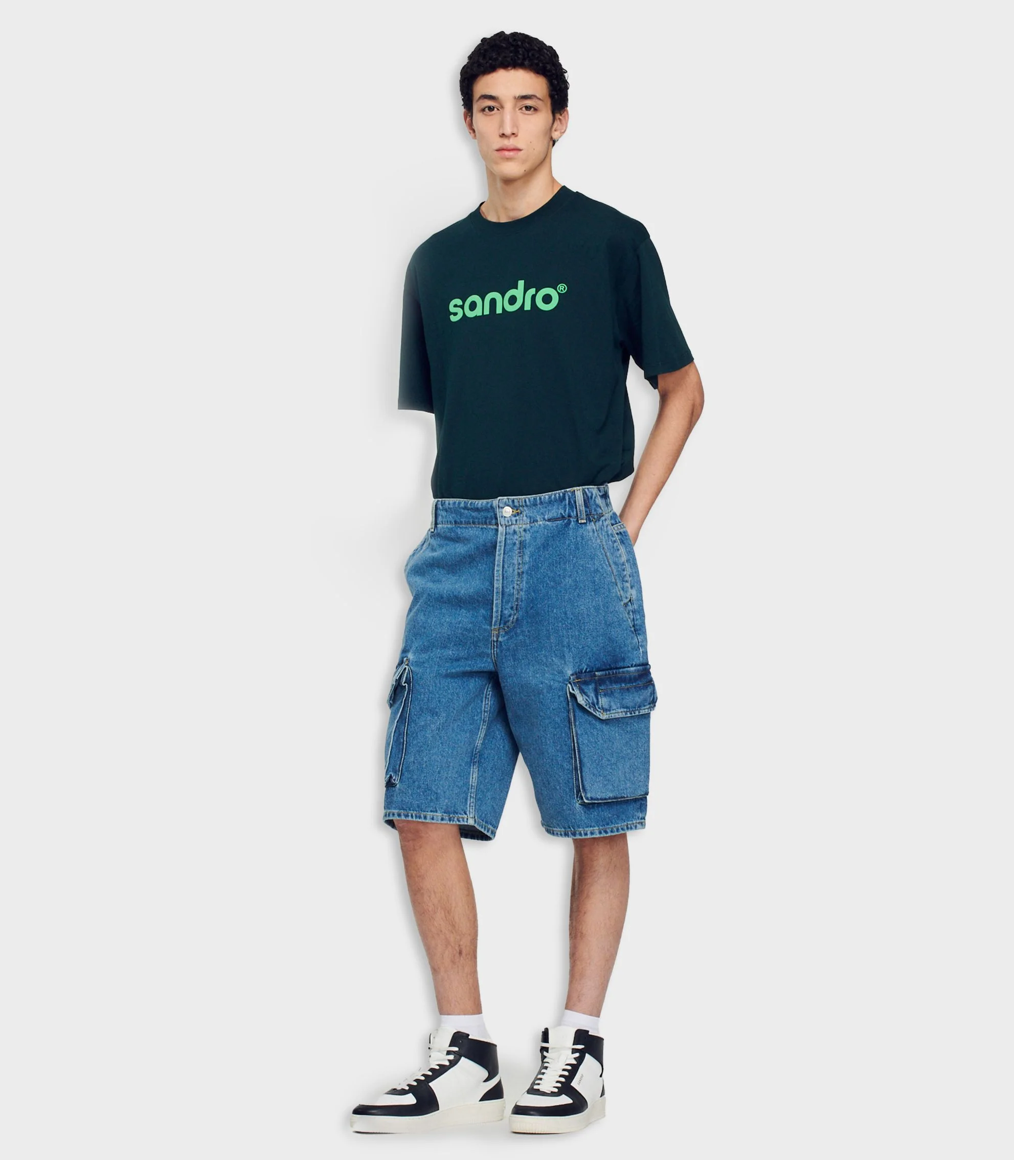 SANDRO - Men's Baggy Denim Shorts - Image 5