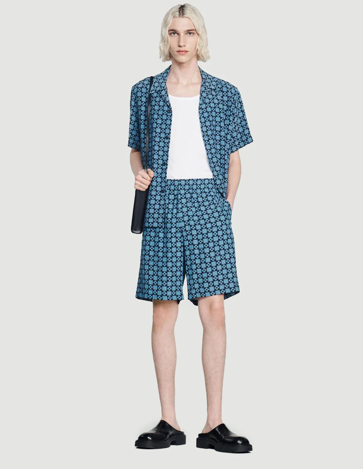 SANDRO  - Men's Square Cross Printed Shorts - Image 4