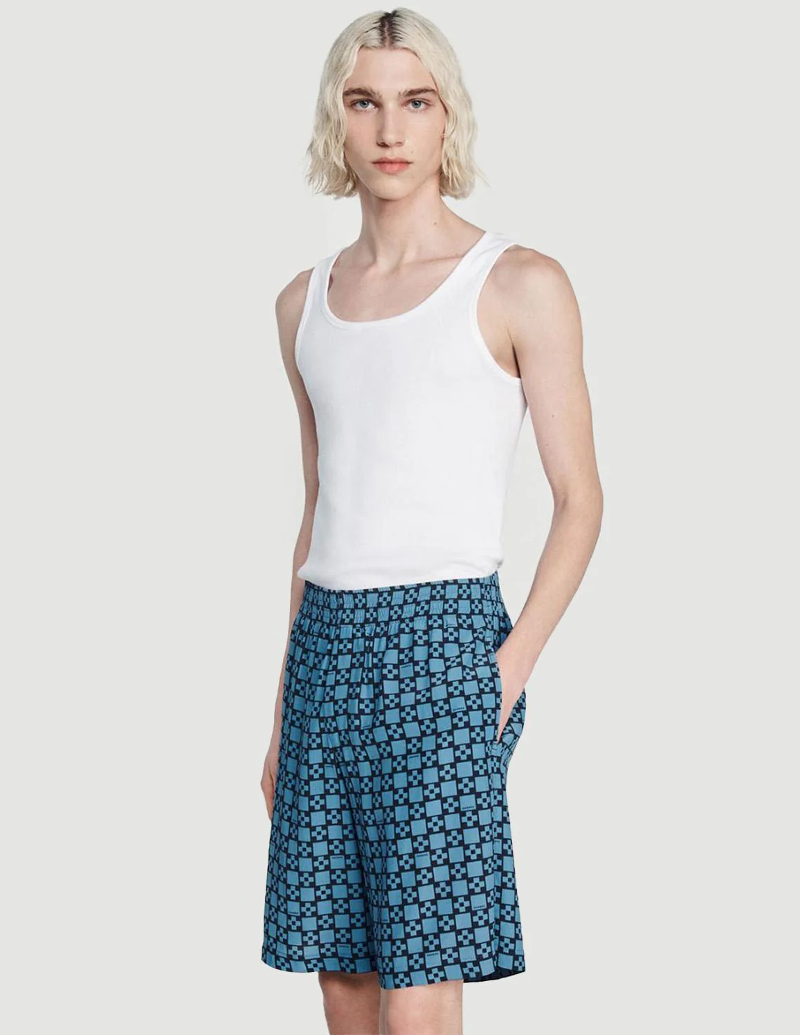 SANDRO  - Men's Square Cross Printed Shorts - Image 5