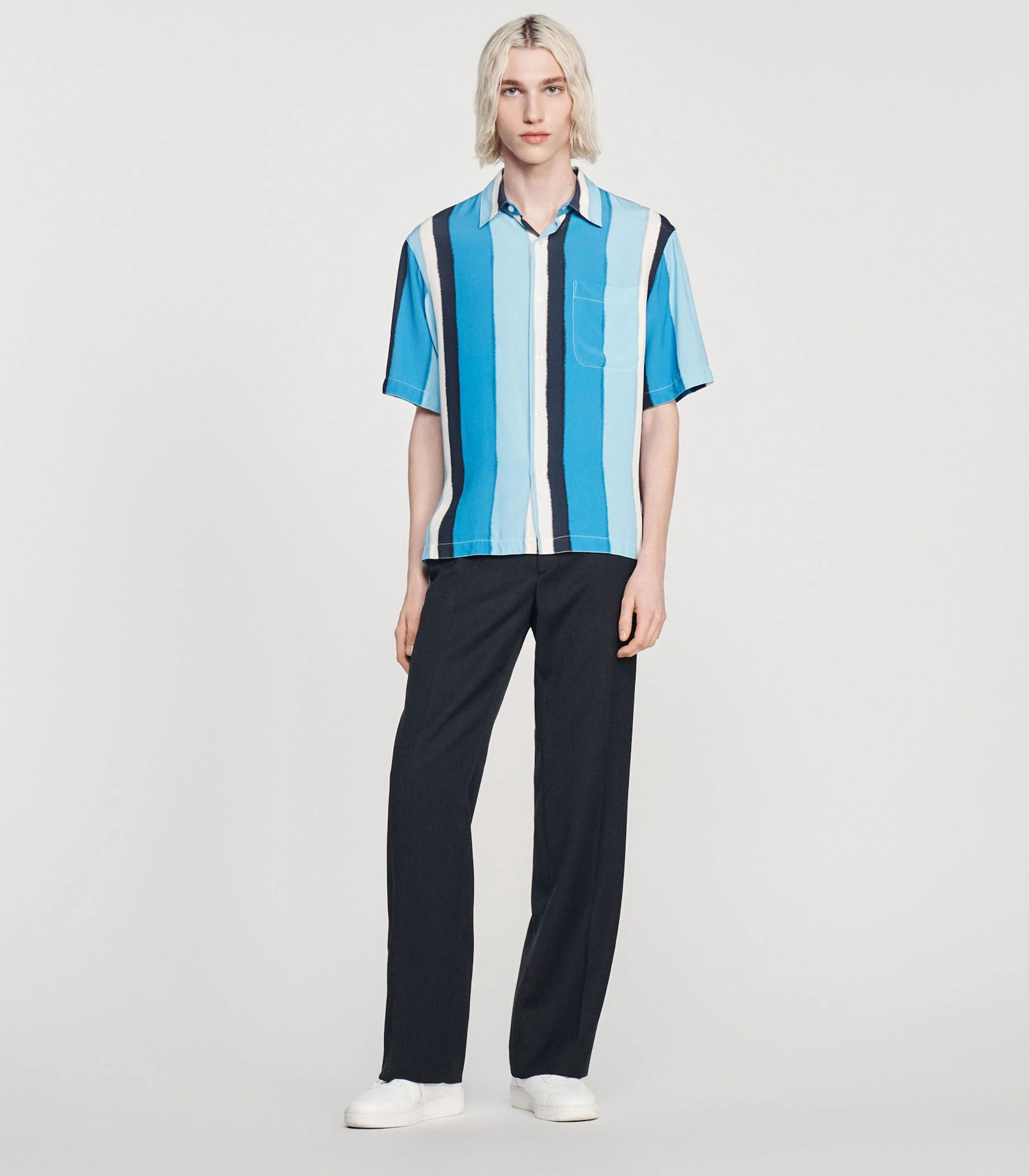 SANDRO - Men's Flowing Striped Short-Sleeved Shirt - Image 2