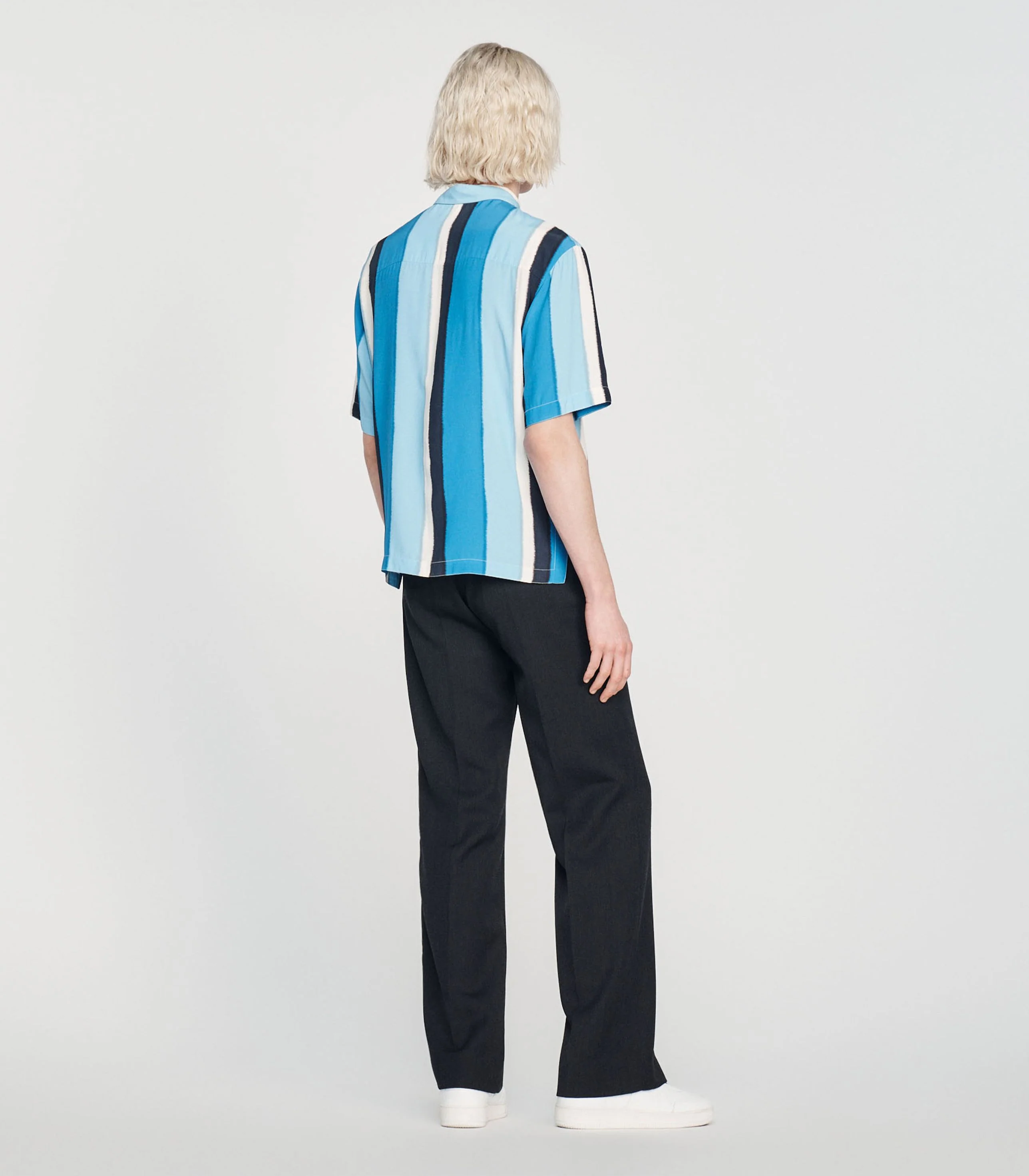 SANDRO - Men's Flowing Striped Short-Sleeved Shirt - Image 3