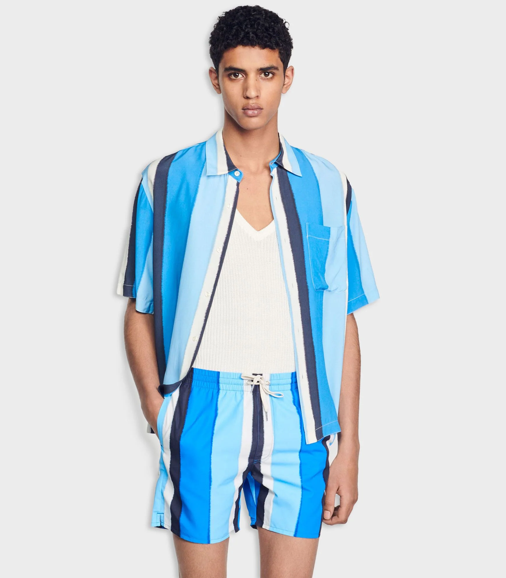 SANDRO - Printed Striped Swim Shorts - Image 3