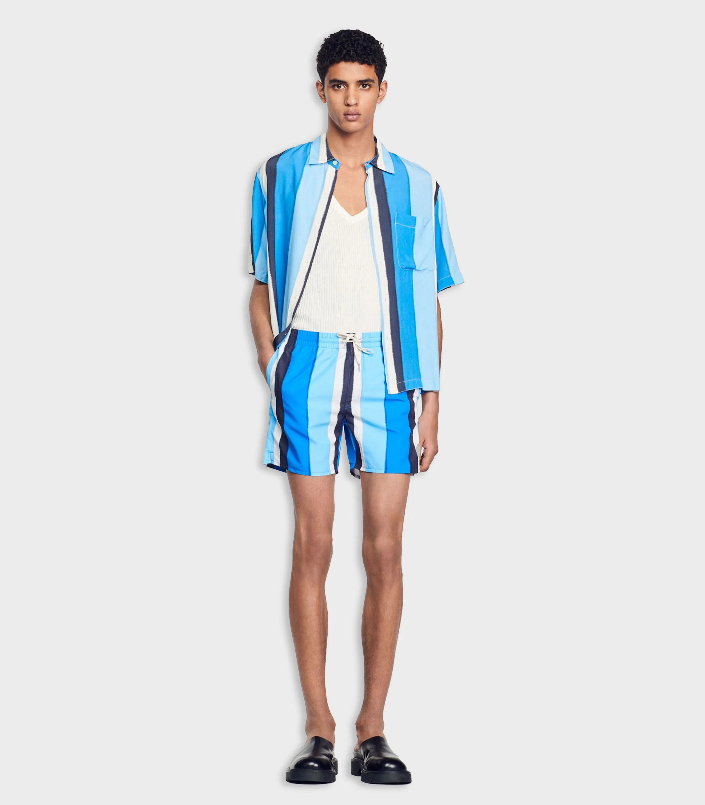 SANDRO - Printed Striped Swim Shorts - Image 5