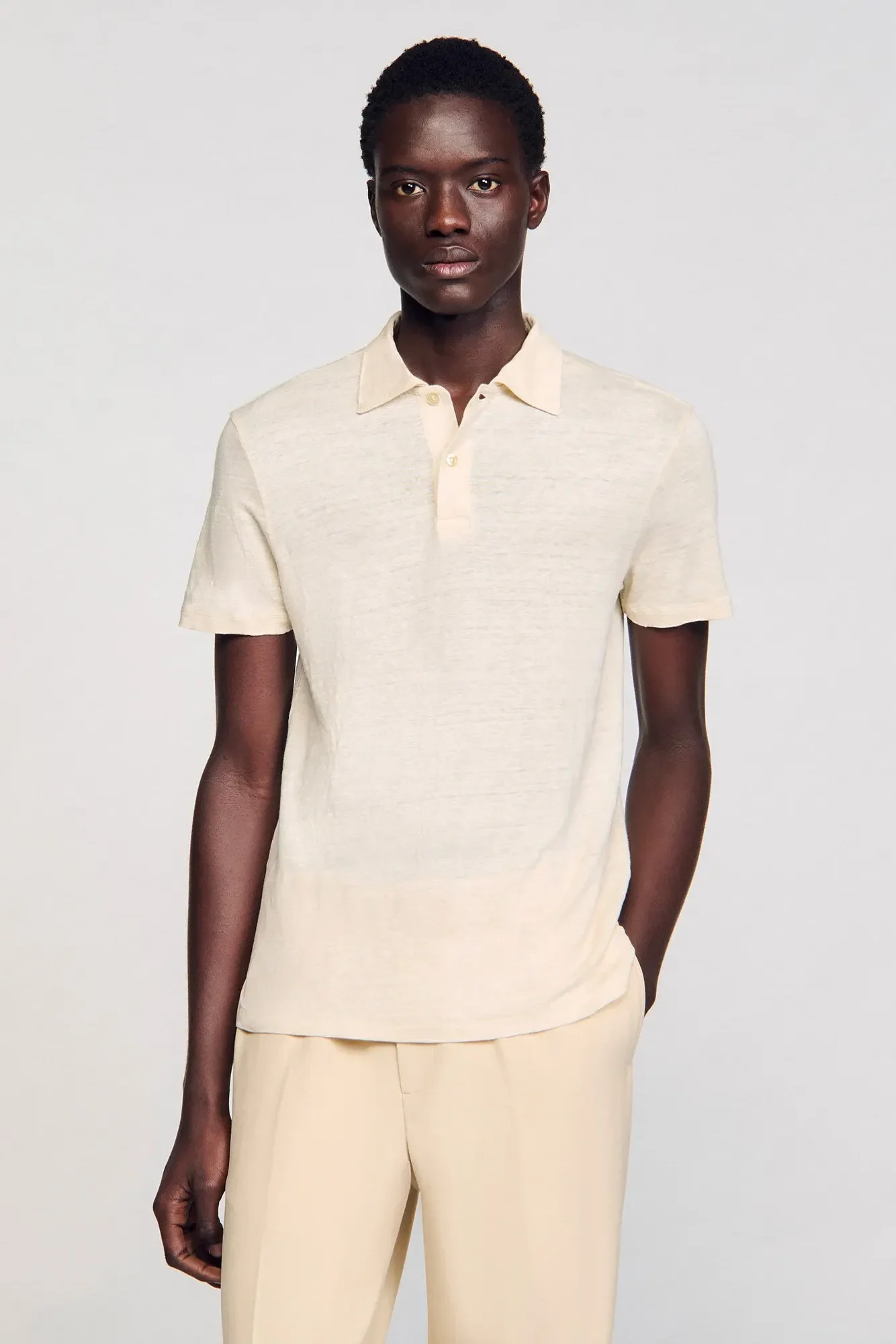 SANDRO - Men's Linen Polo Shirt - Image 10