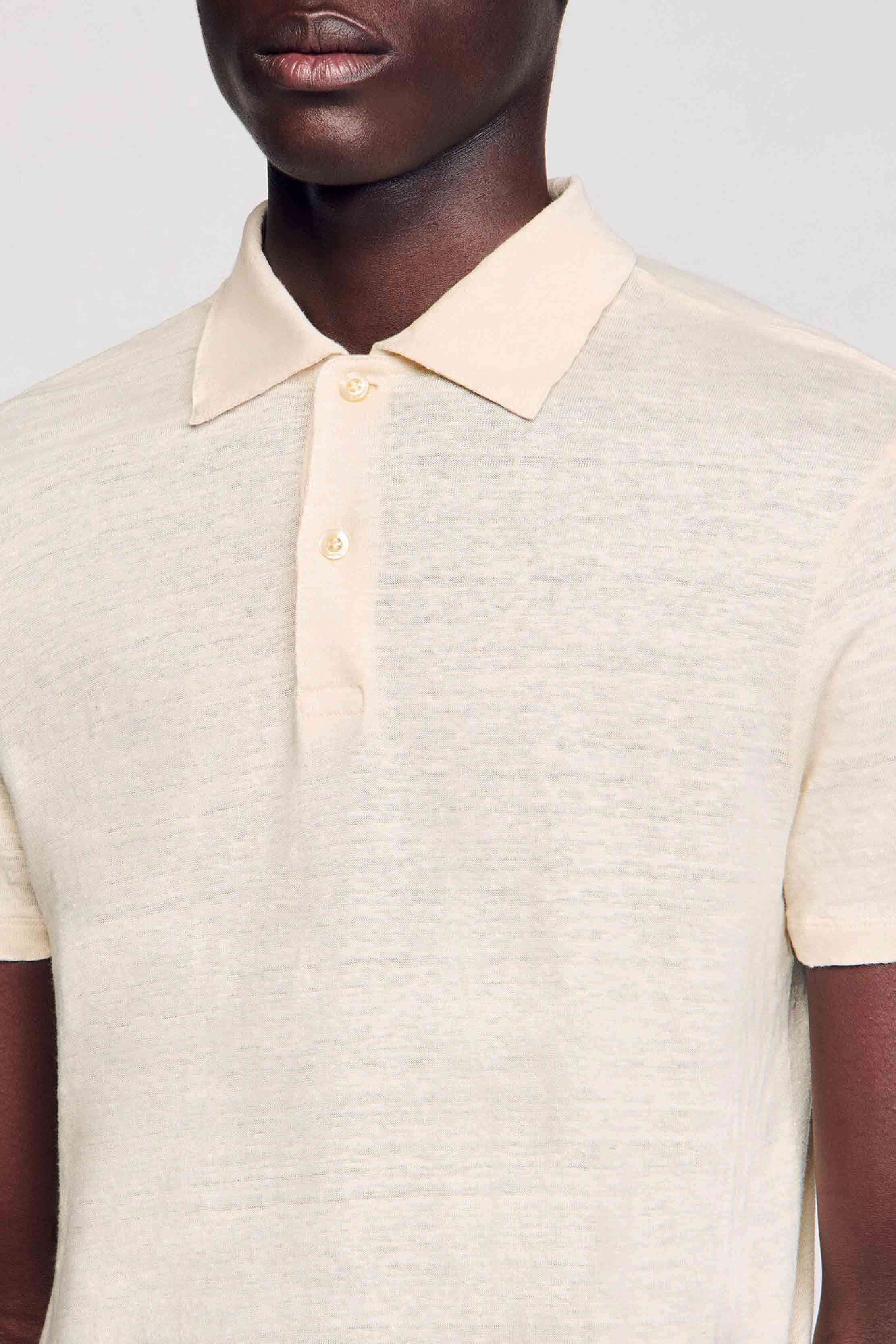 SANDRO - Men's Linen Polo Shirt - Image 11