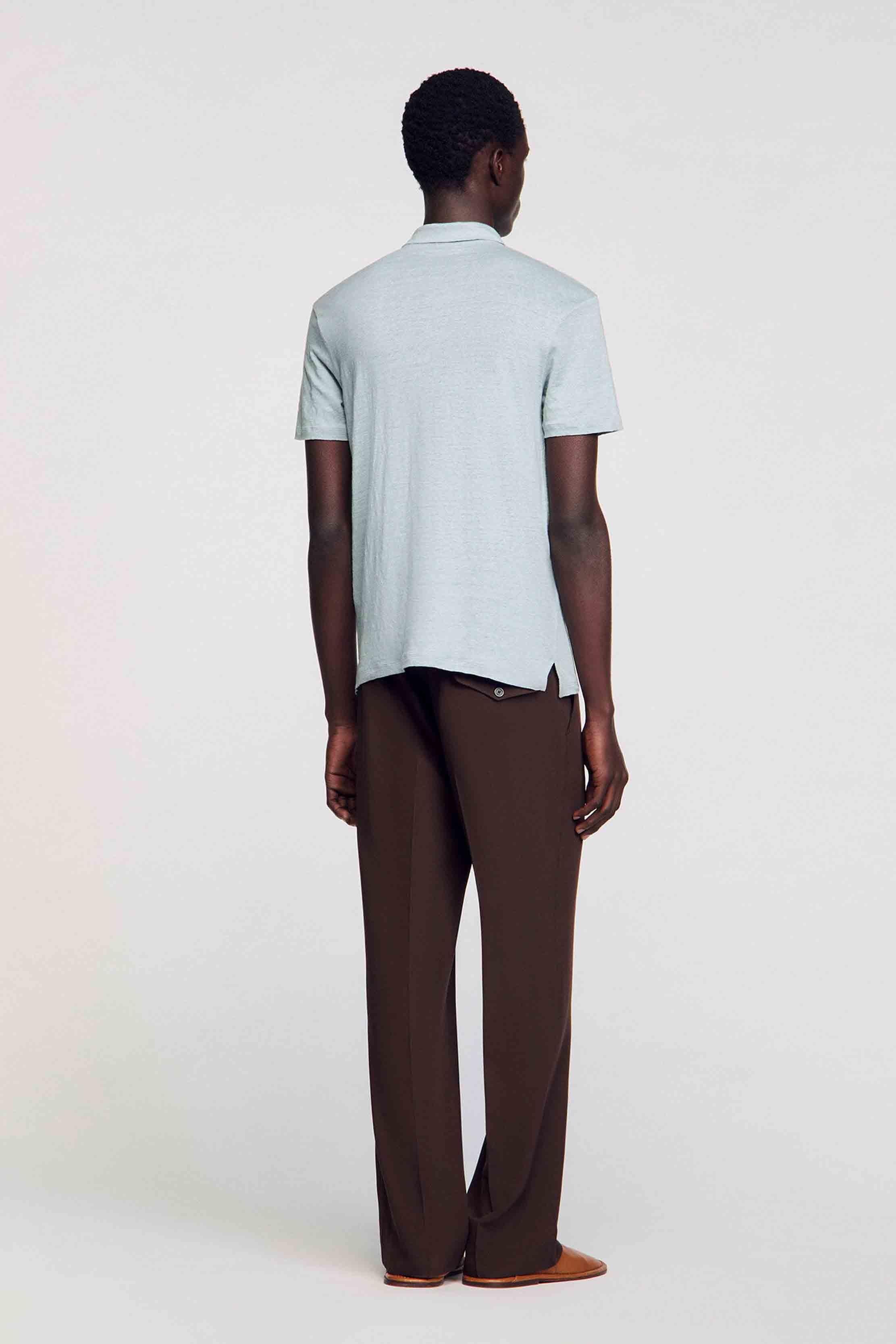 SANDRO - Men's Linen Polo Shirt - Image 3