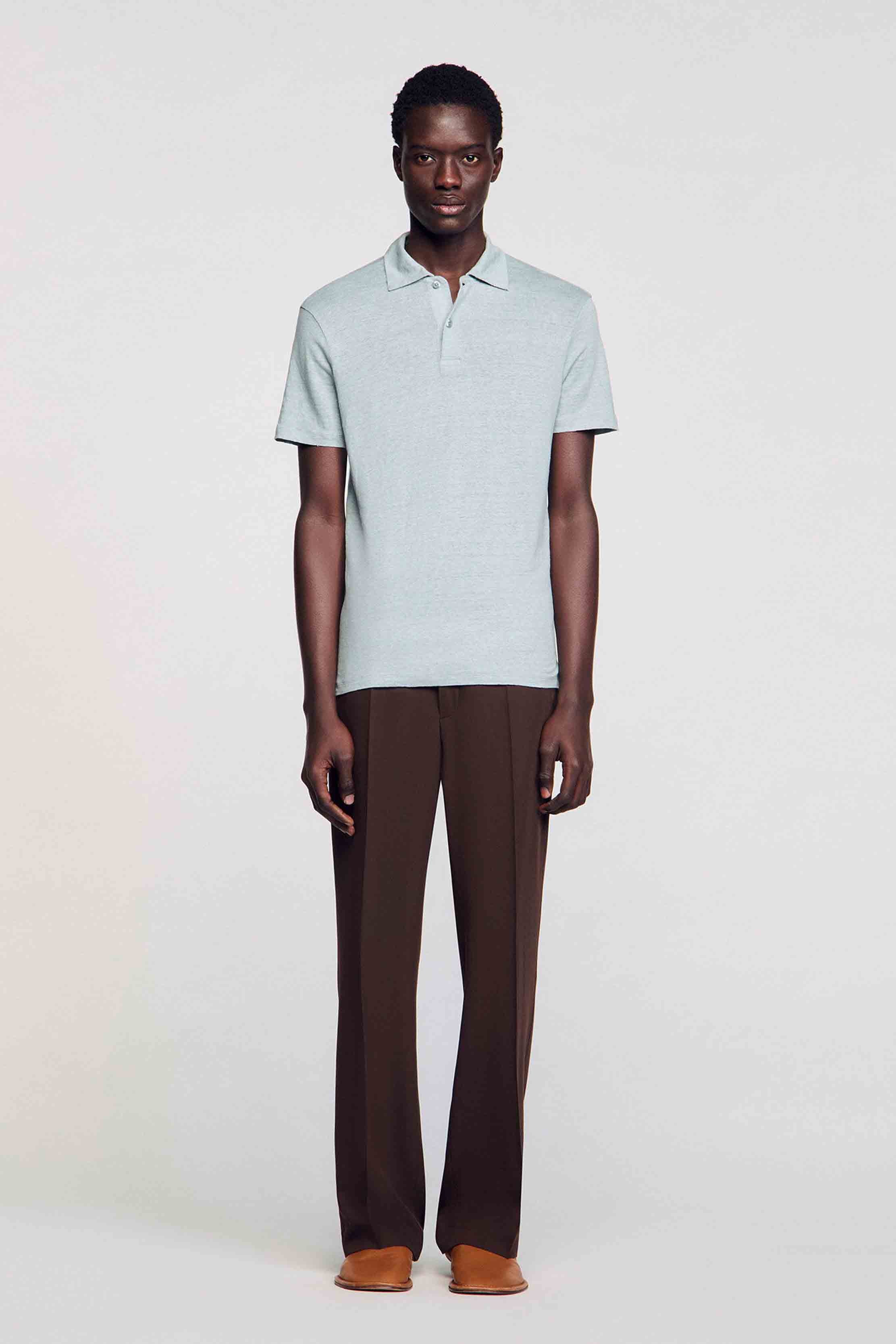 SANDRO - Men's Linen Polo Shirt - Image 6