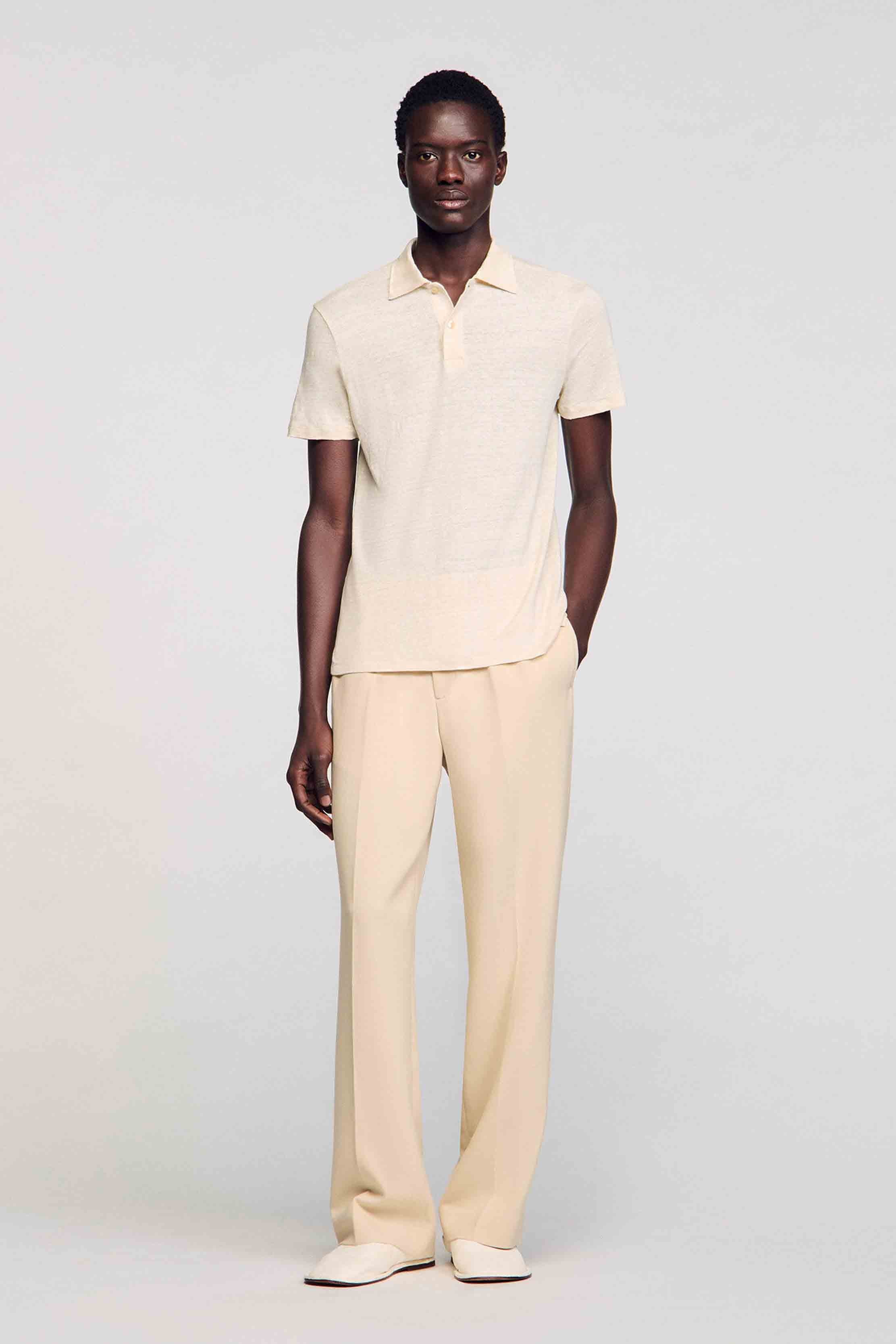 SANDRO - Men's Linen Polo Shirt - Image 8