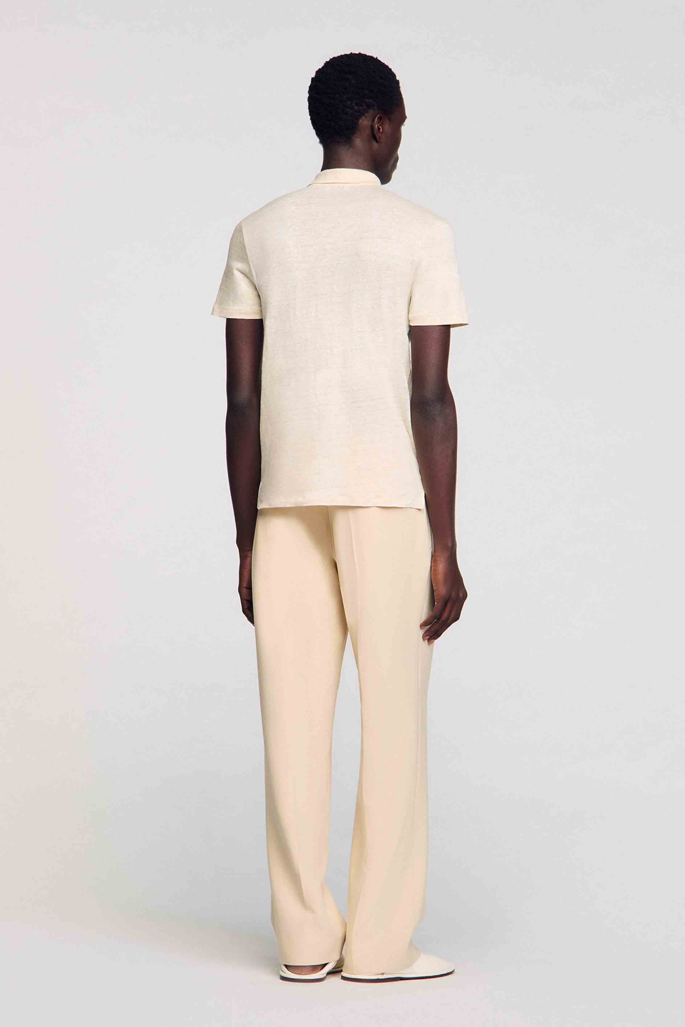SANDRO - Men's Linen Polo Shirt - Image 9
