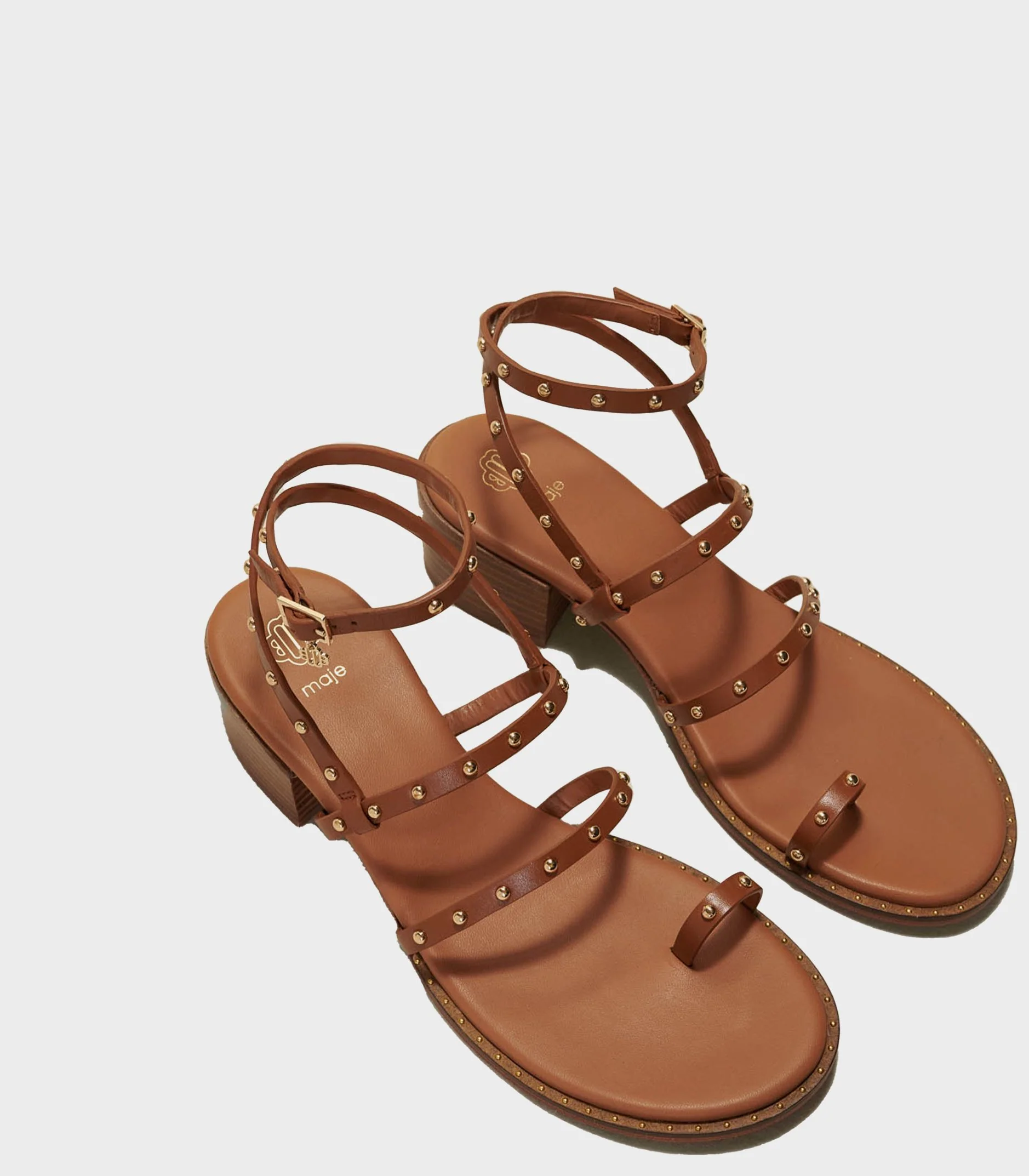 Maje - Women's Studded Strappy Leather Sandals - Image 3