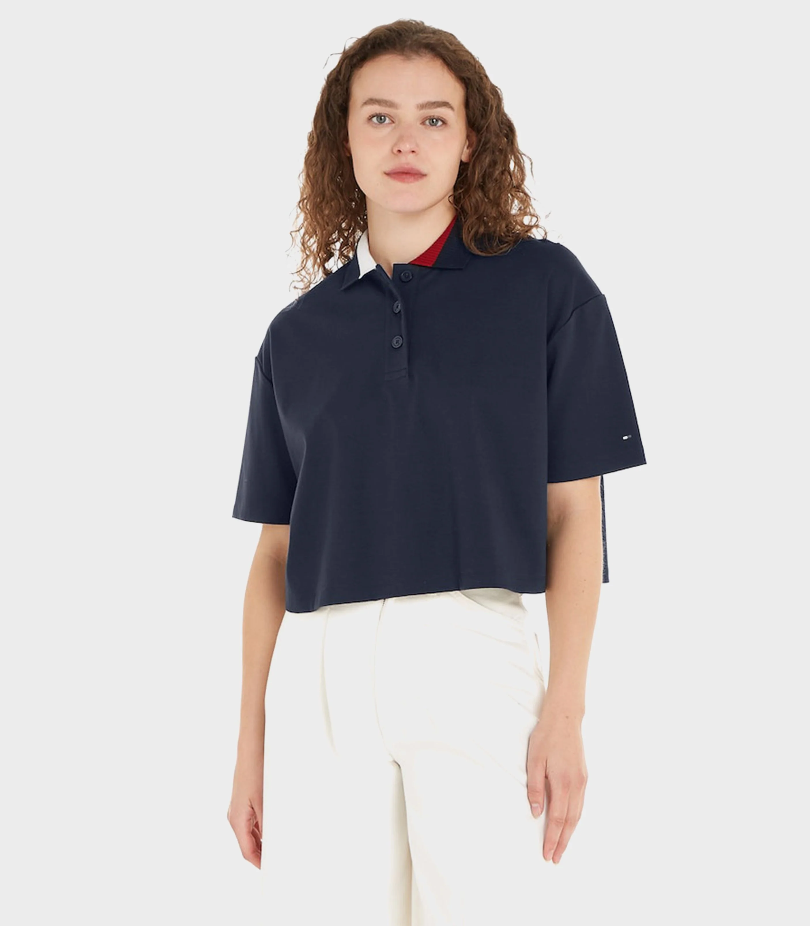 Tommy Hilfiger - Women's Global Stripe Cropped Relaxed Polo - Image 2
