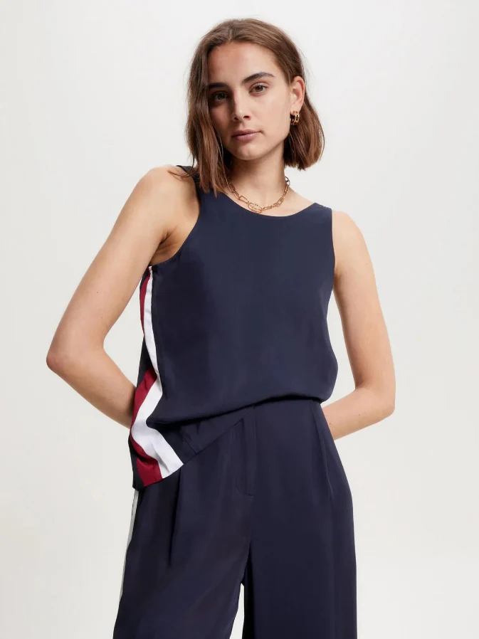 Tommy Hilfiger - Women's Logo Tape Detail Sleeveless Top Regular Fit - Image 4