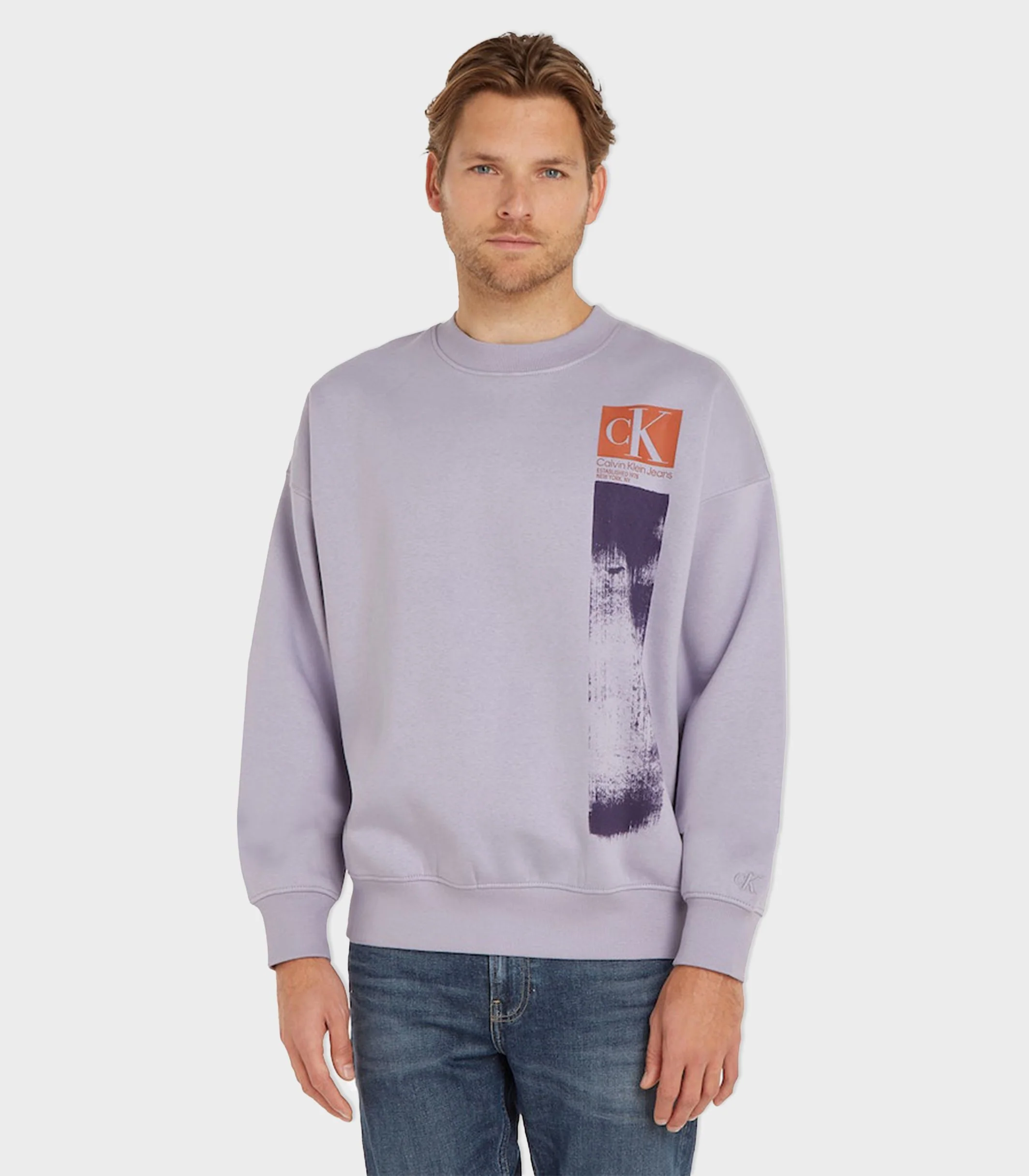 Calvin Klein Jeans - Men's Brushstroke Crew Neck Hoodie Regular Fit - Image 17